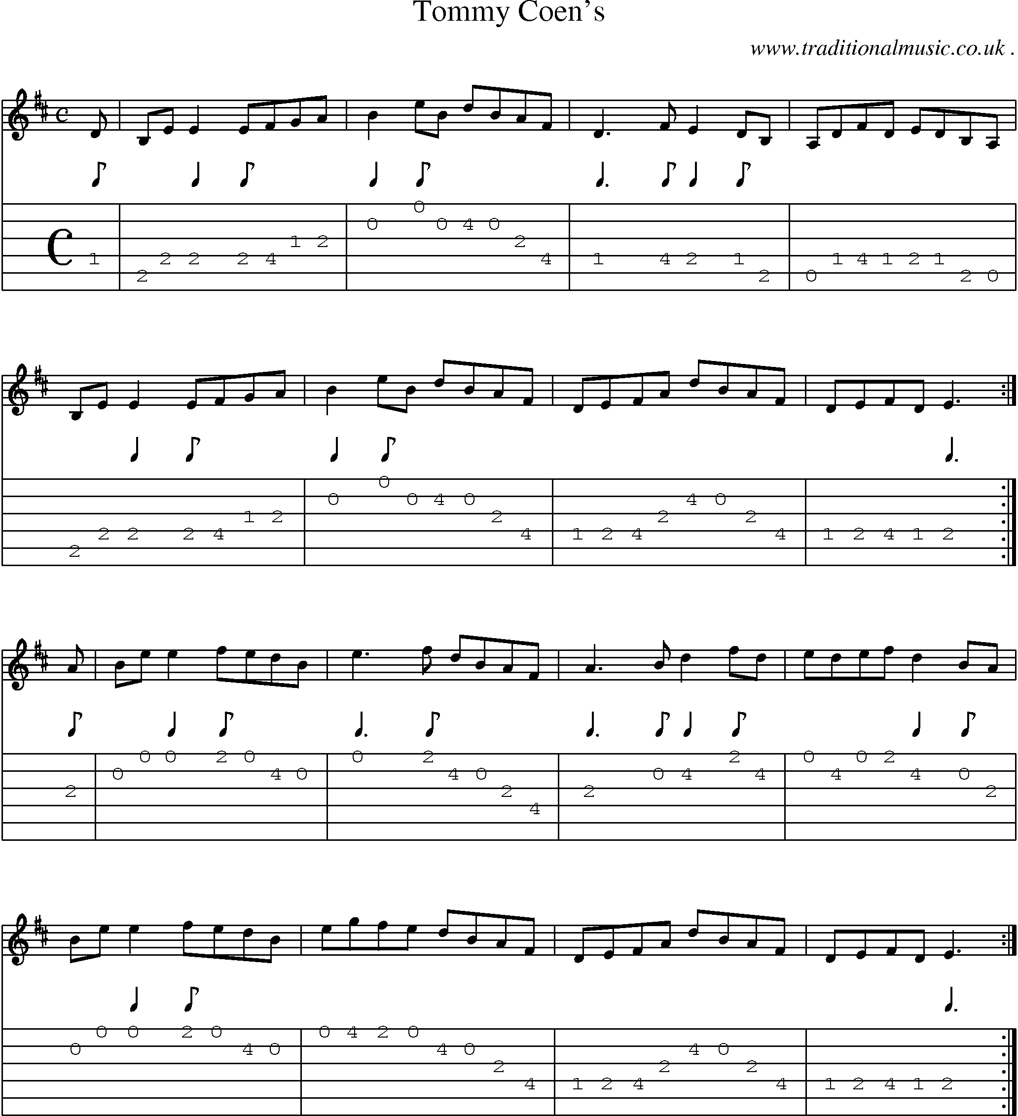 Sheet-Music and Guitar Tabs for Tommy Coens