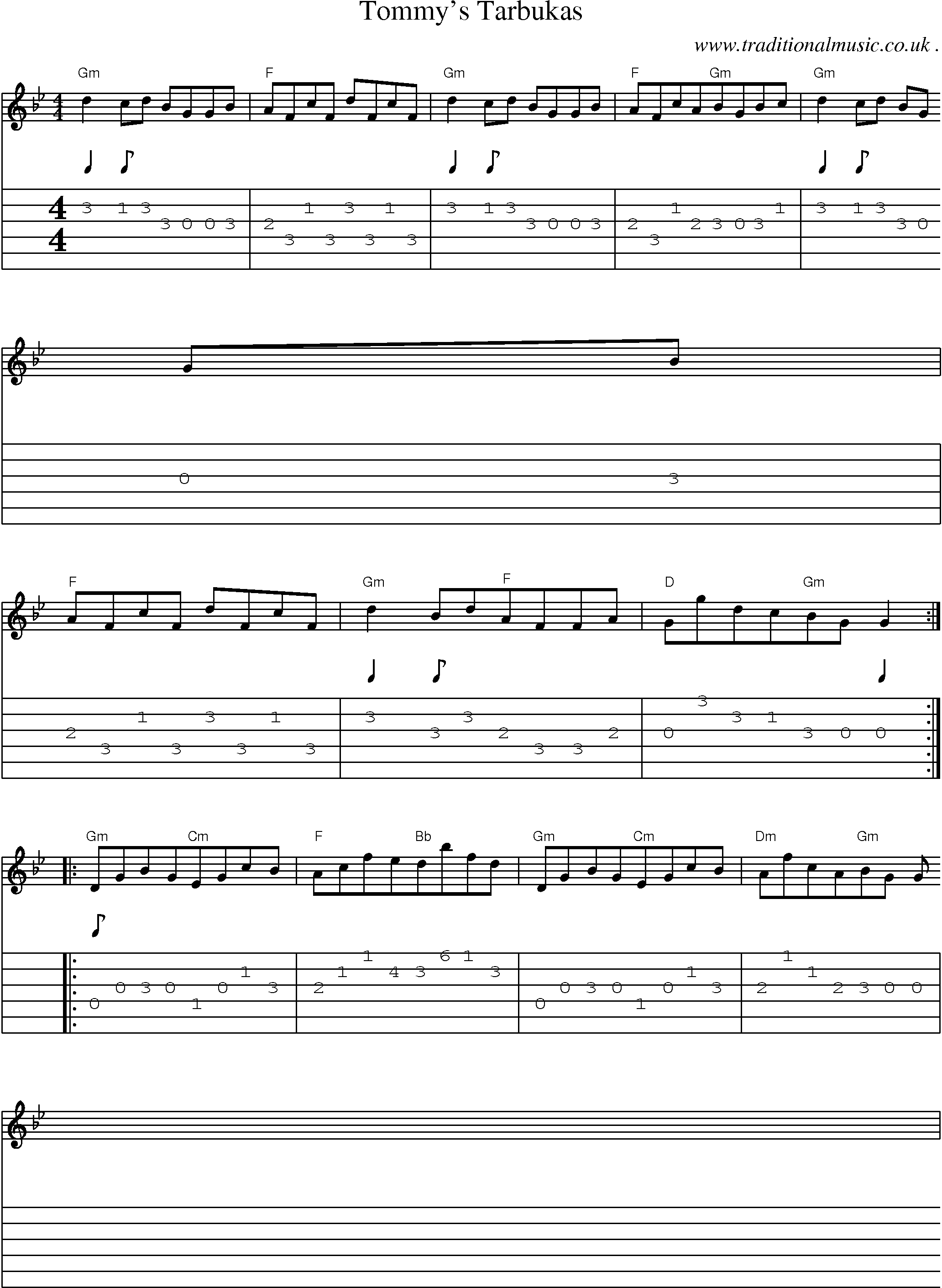 Sheet-Music and Guitar Tabs for Tommys Tarbukas