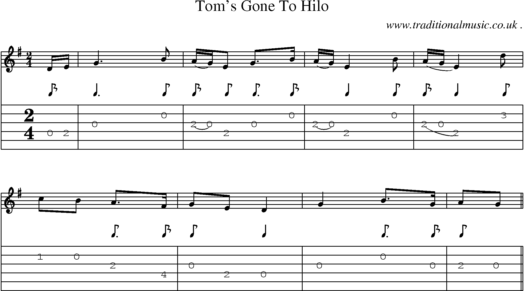 Sheet-Music and Guitar Tabs for Toms Gone To Hilo
