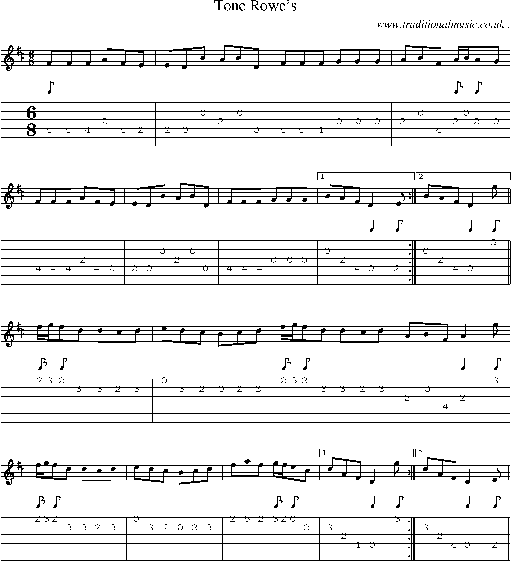 Sheet-Music and Guitar Tabs for Tone Rowes