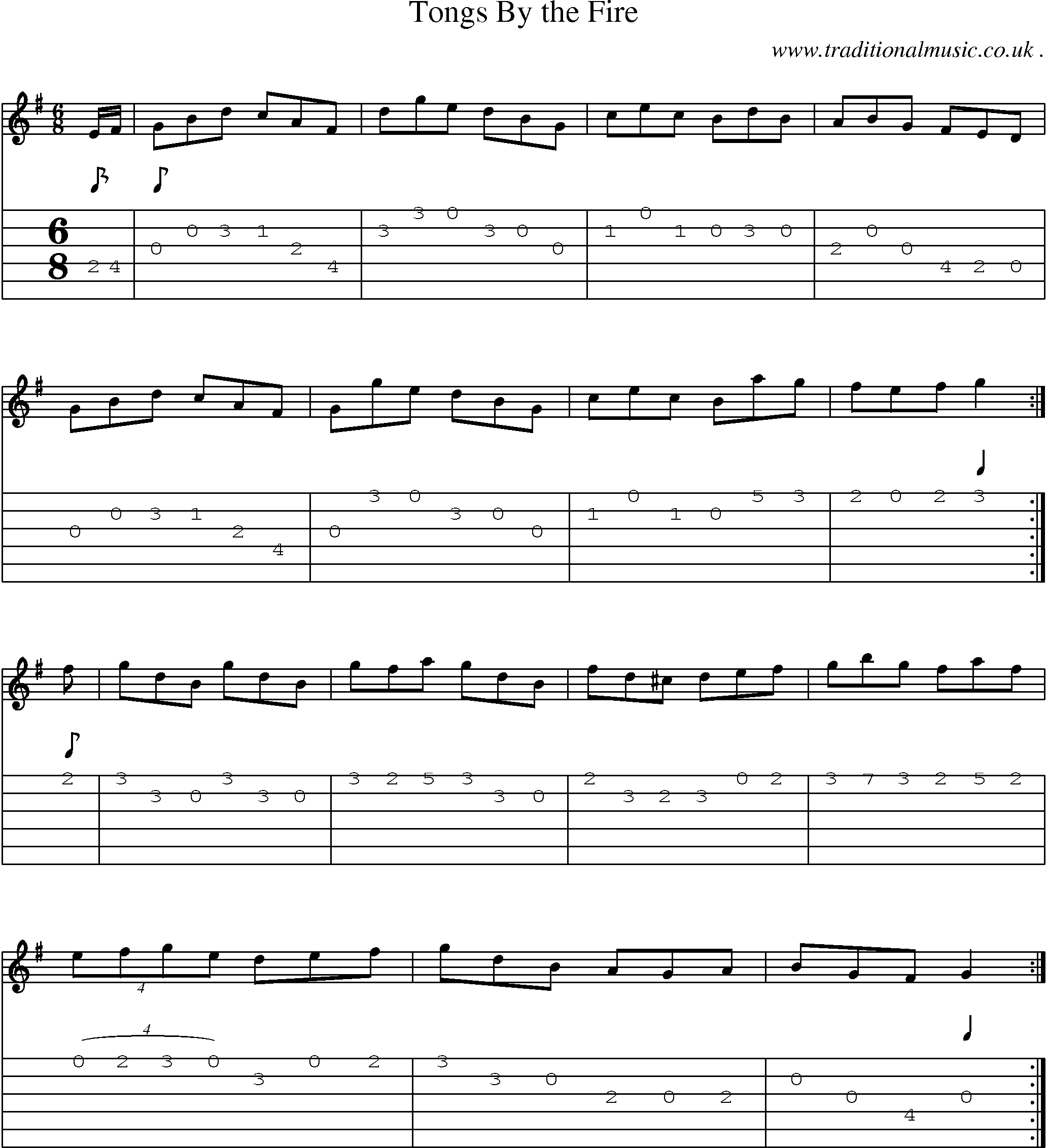 Sheet-Music and Guitar Tabs for Tongs By The Fire