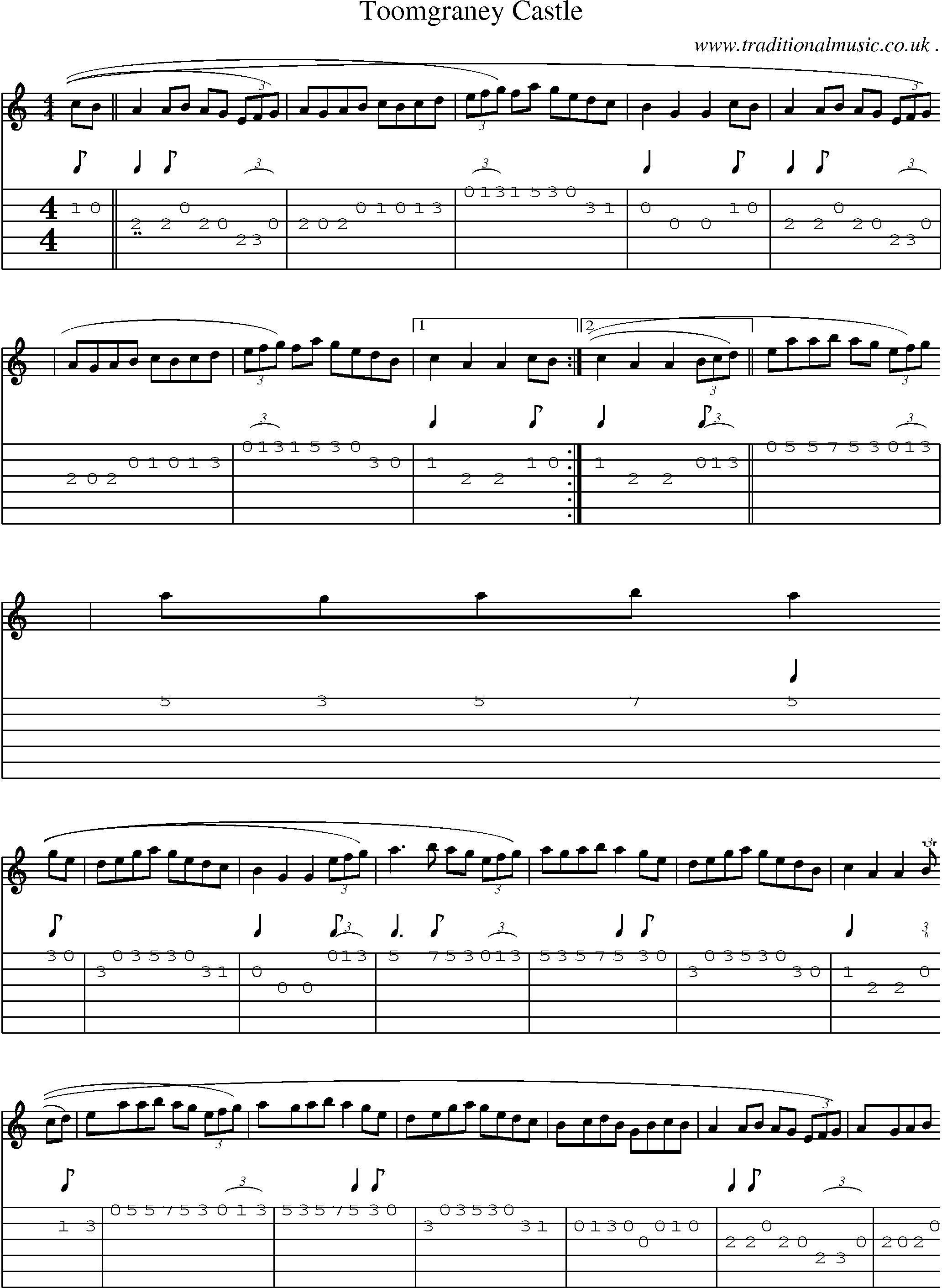Sheet-Music and Guitar Tabs for Toomgraney Castle