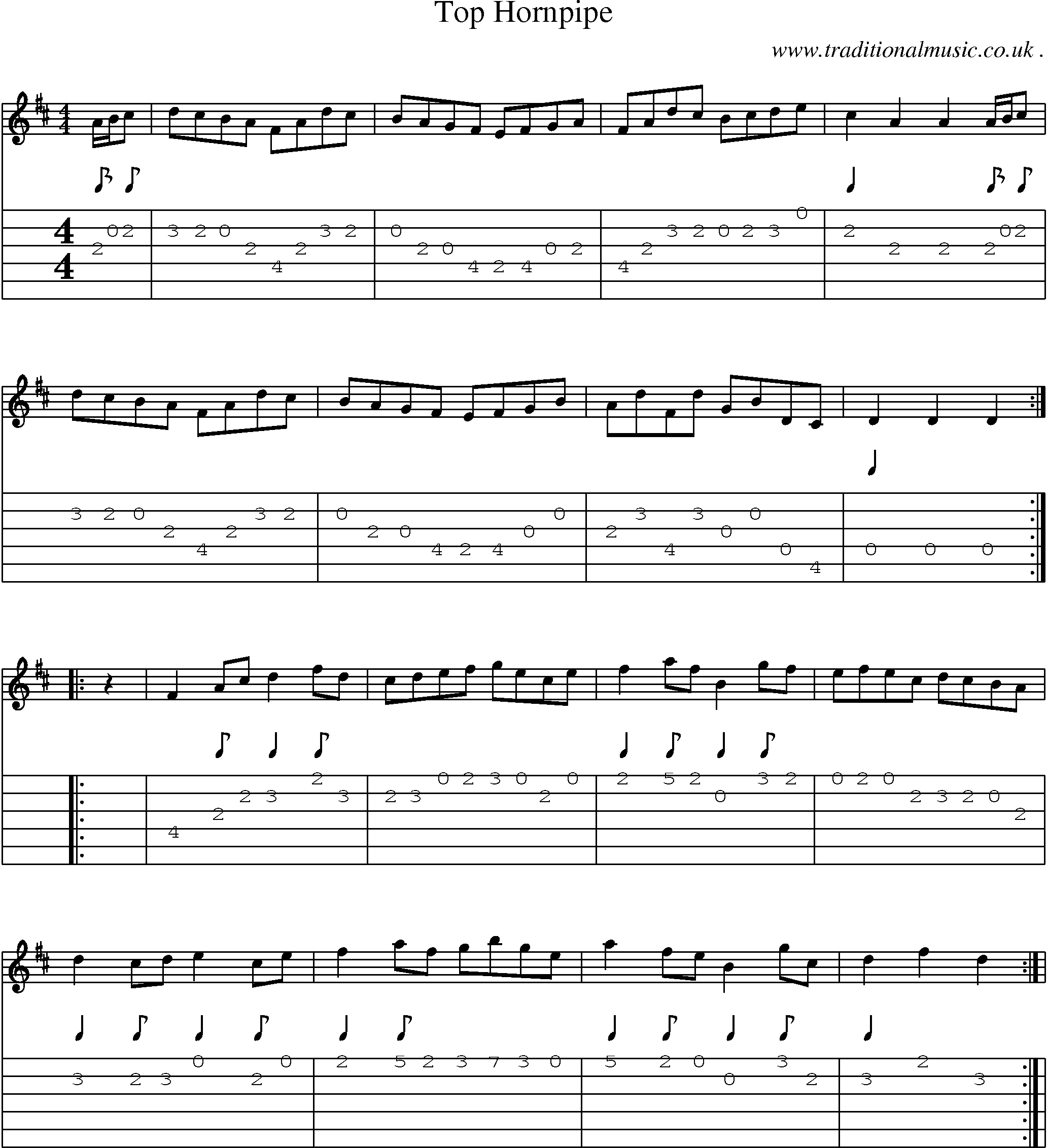 Sheet-Music and Guitar Tabs for Top Hornpipe