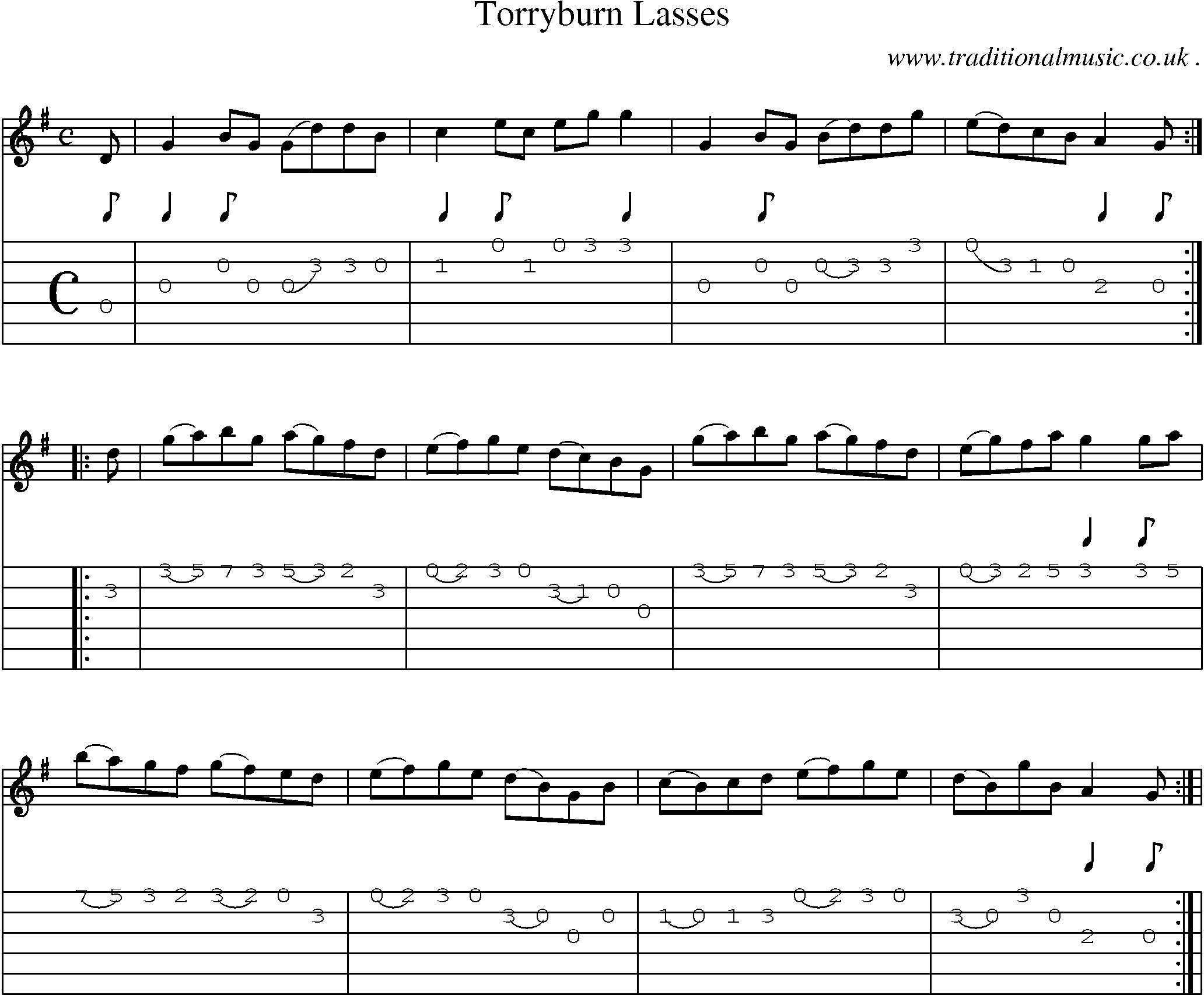 Sheet-Music and Guitar Tabs for Torryburn Lasses