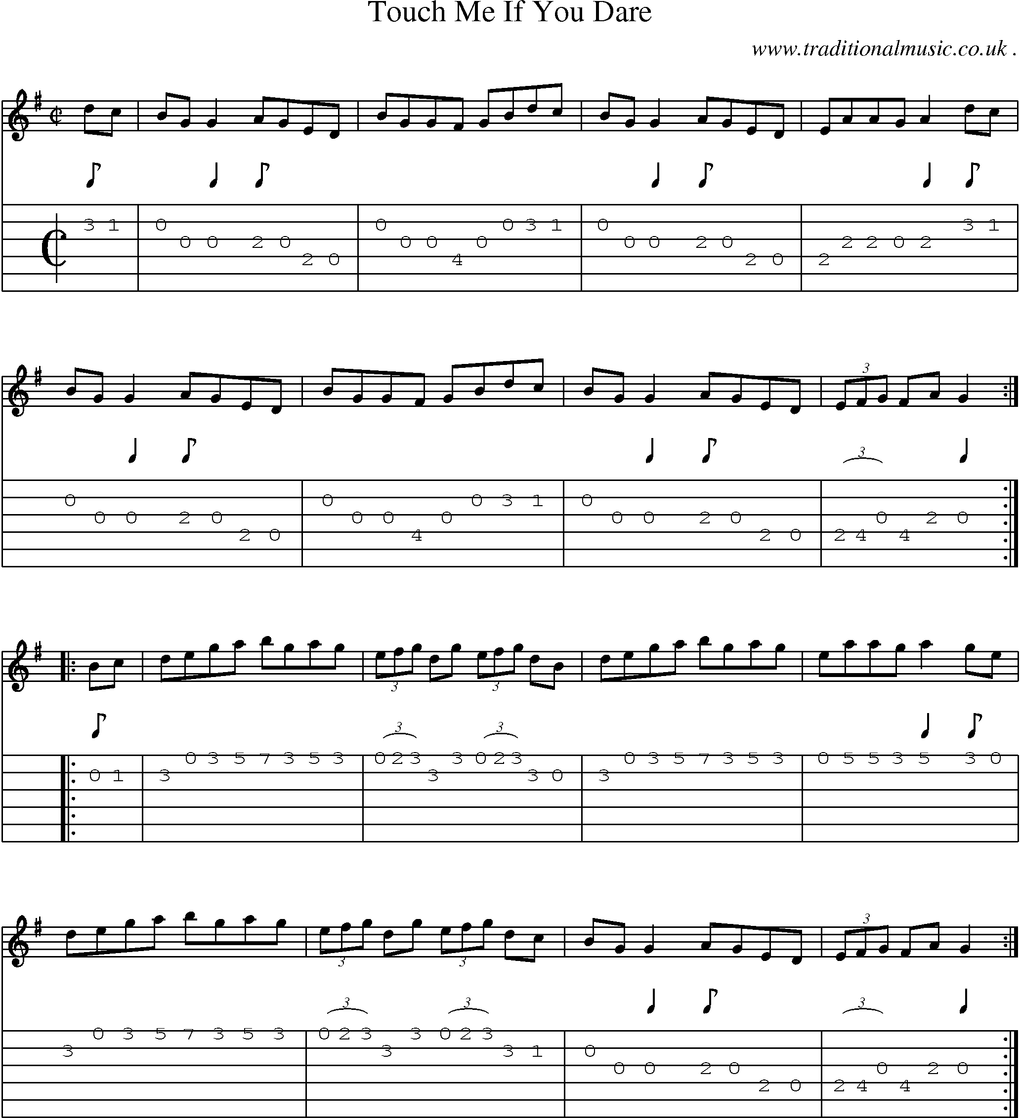Sheet-Music and Guitar Tabs for Touch Me If You Dare