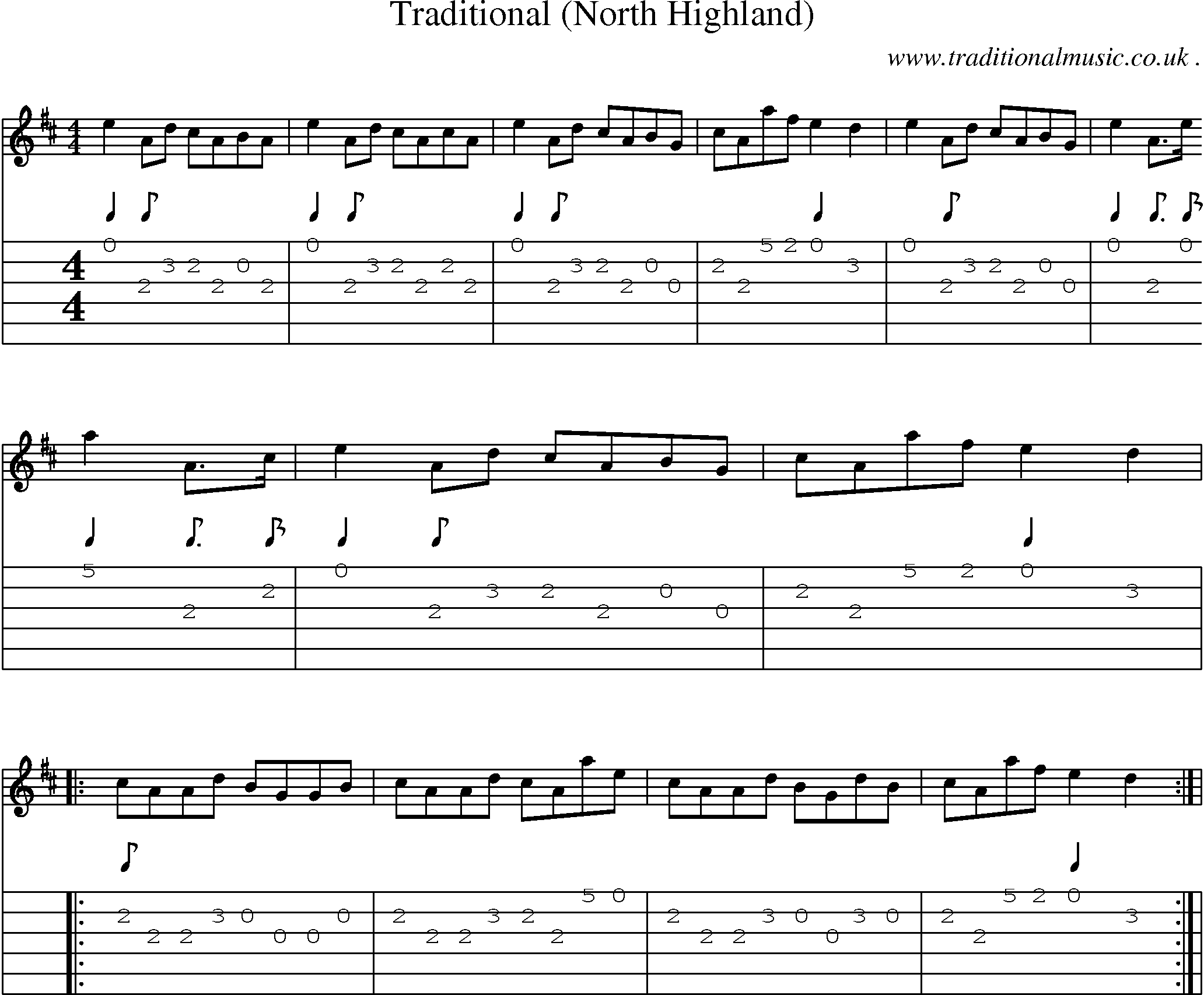 Sheet-Music and Guitar Tabs for Traditional (north Highland)