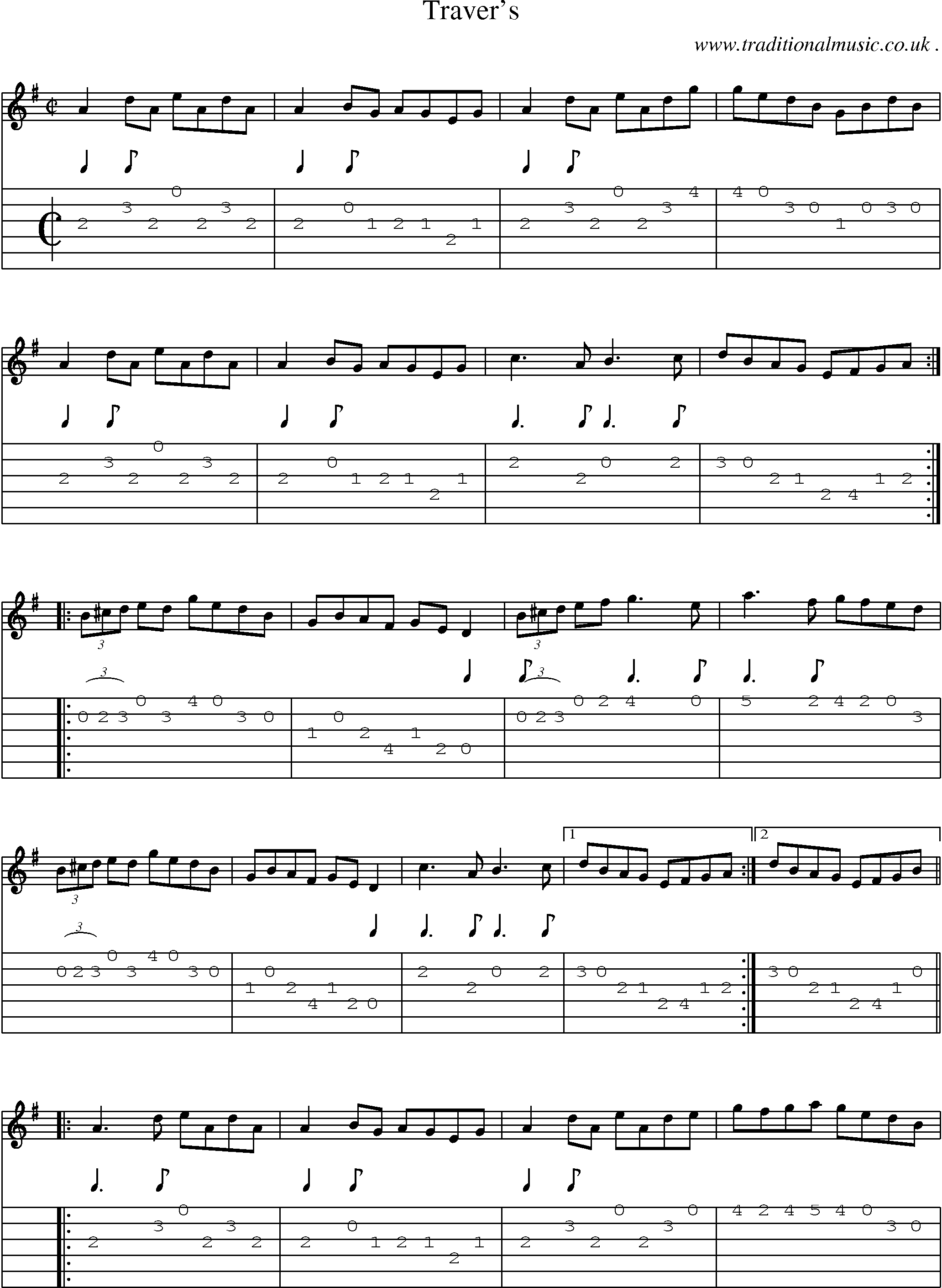 Sheet-Music and Guitar Tabs for Travers