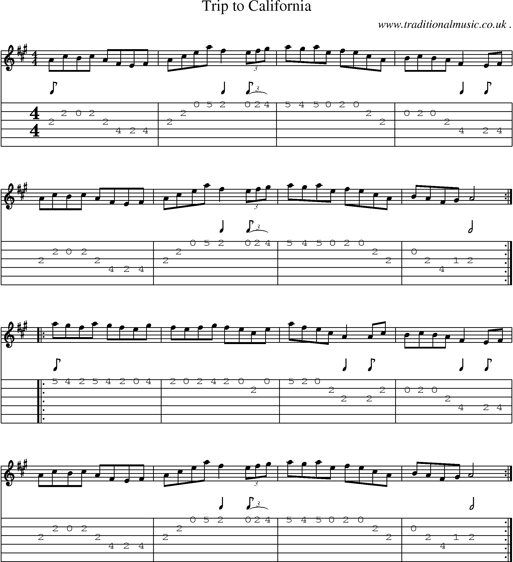 Sheet-Music and Guitar Tabs for Trip To California