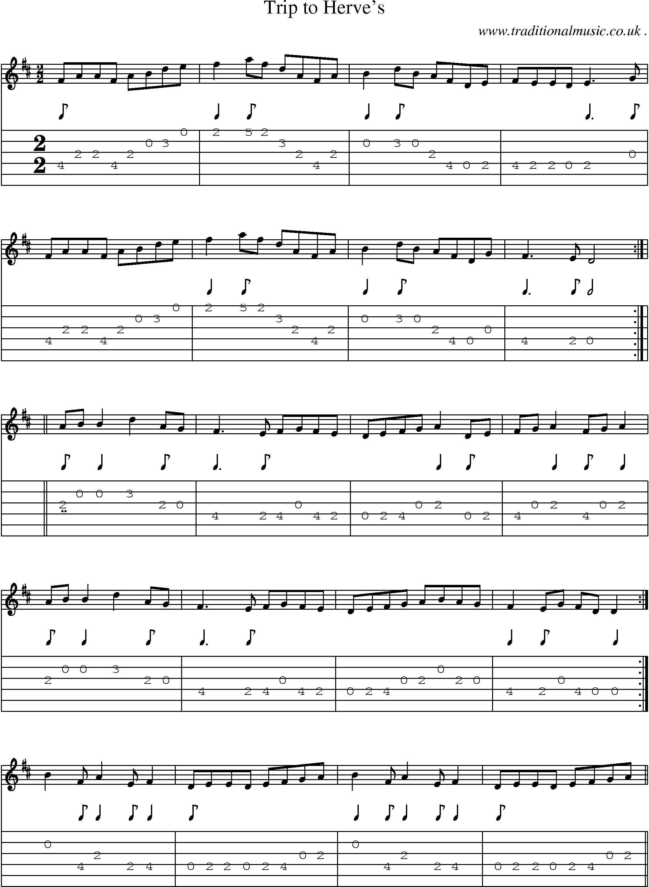 Sheet-Music and Guitar Tabs for Trip To Herves