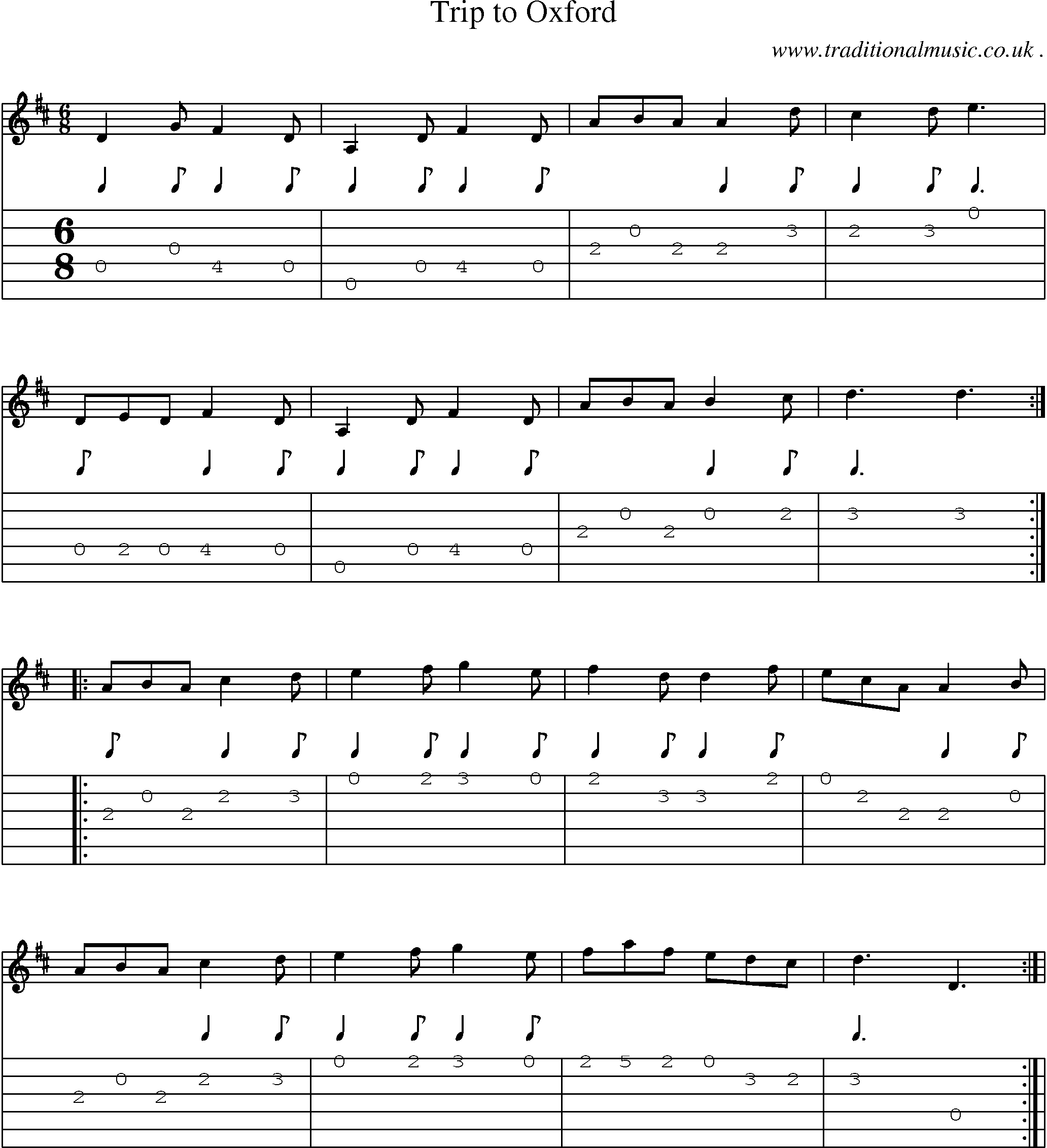 Sheet-Music and Guitar Tabs for Trip To Oxford