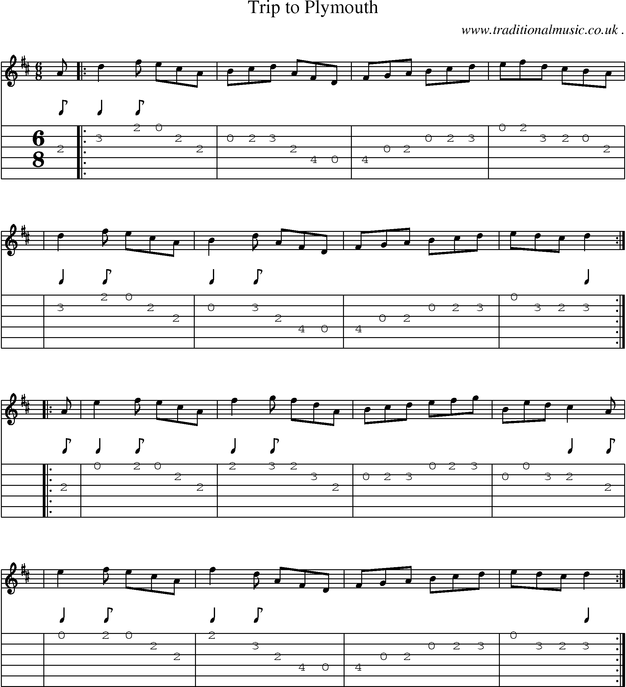 Sheet-Music and Guitar Tabs for Trip To Plymouth