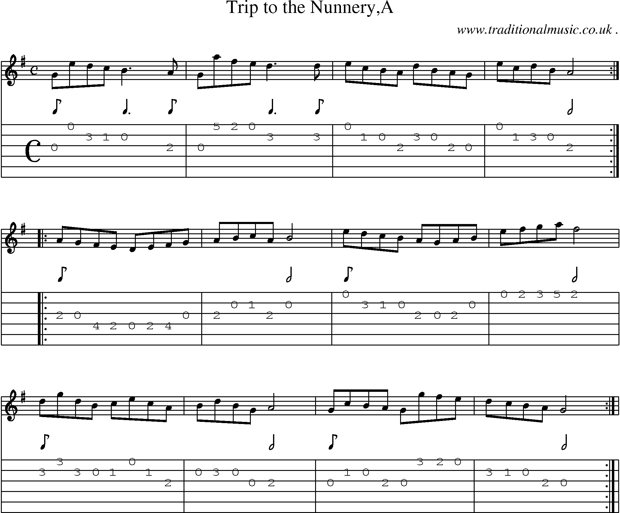 Sheet-Music and Guitar Tabs for Trip To The Nunnerya