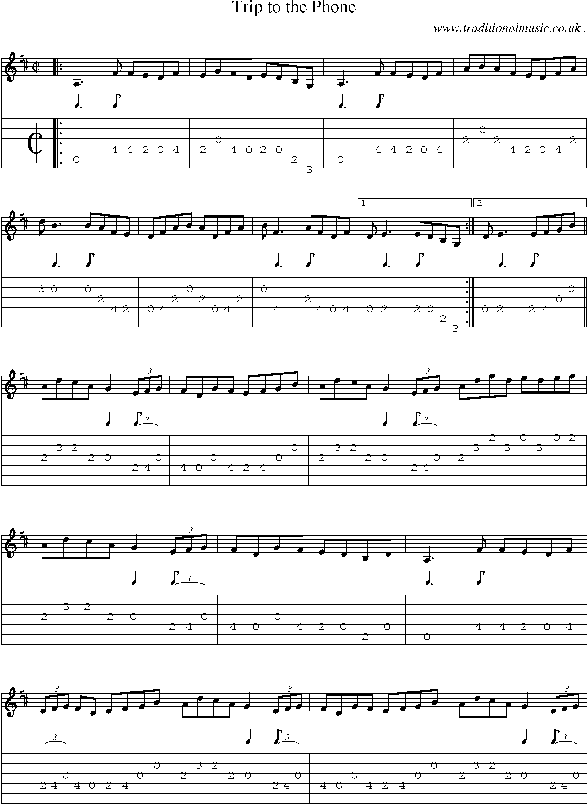 Sheet-Music and Guitar Tabs for Trip To The Phone