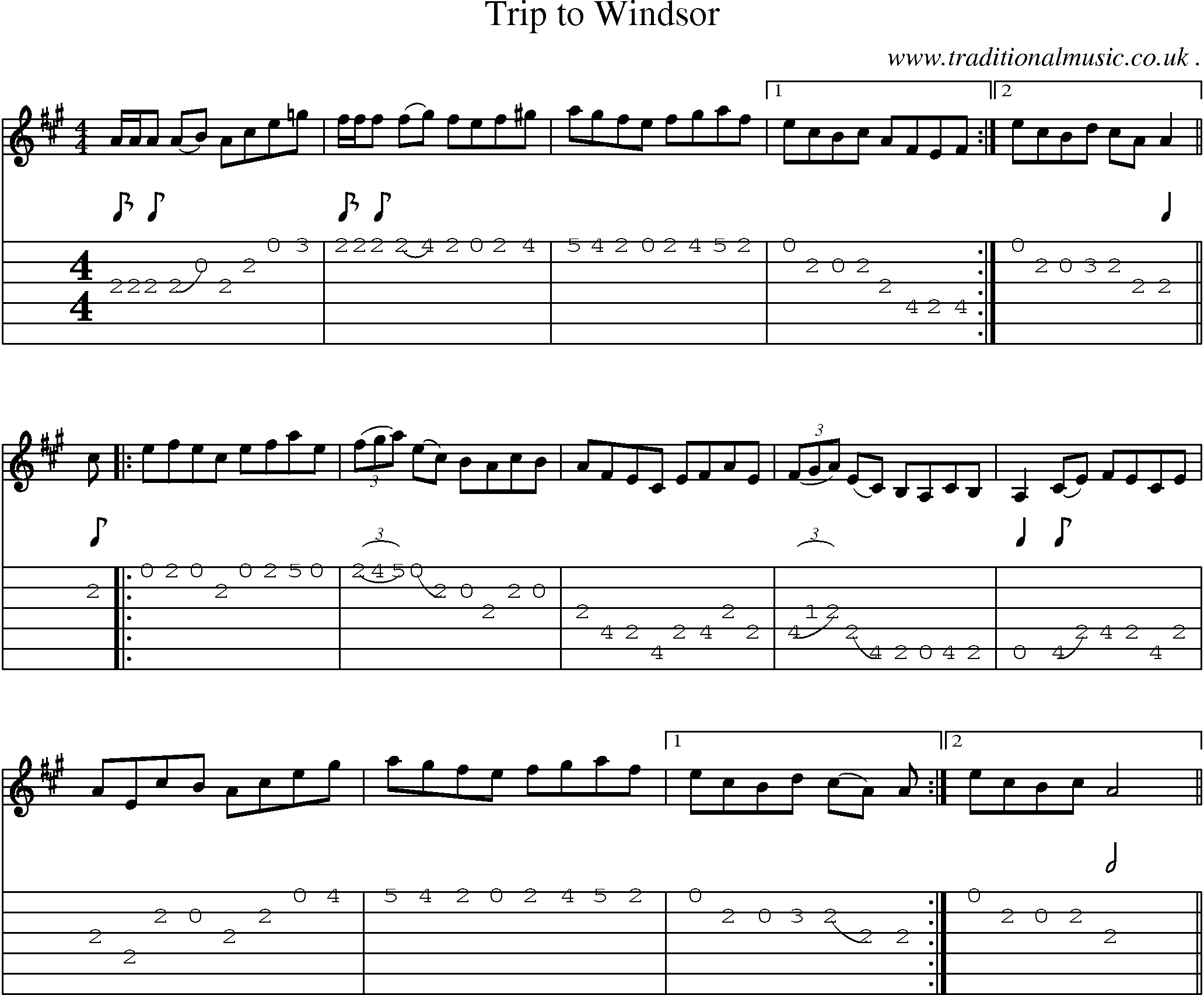 Sheet-Music and Guitar Tabs for Trip To Windsor