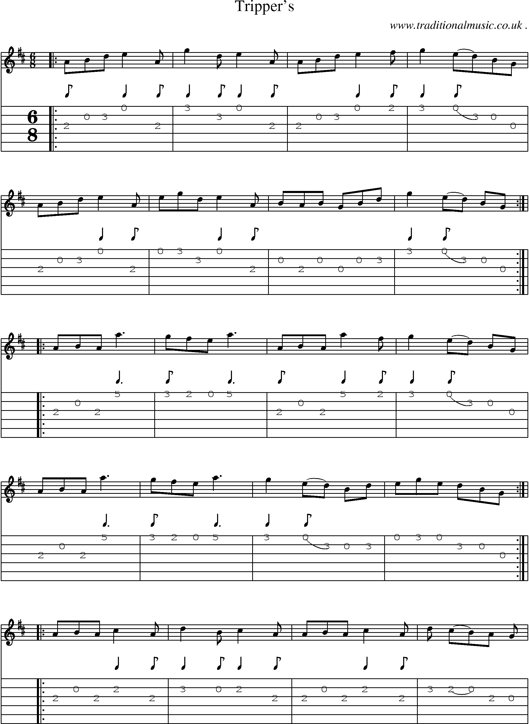 Sheet-Music and Guitar Tabs for Trippers
