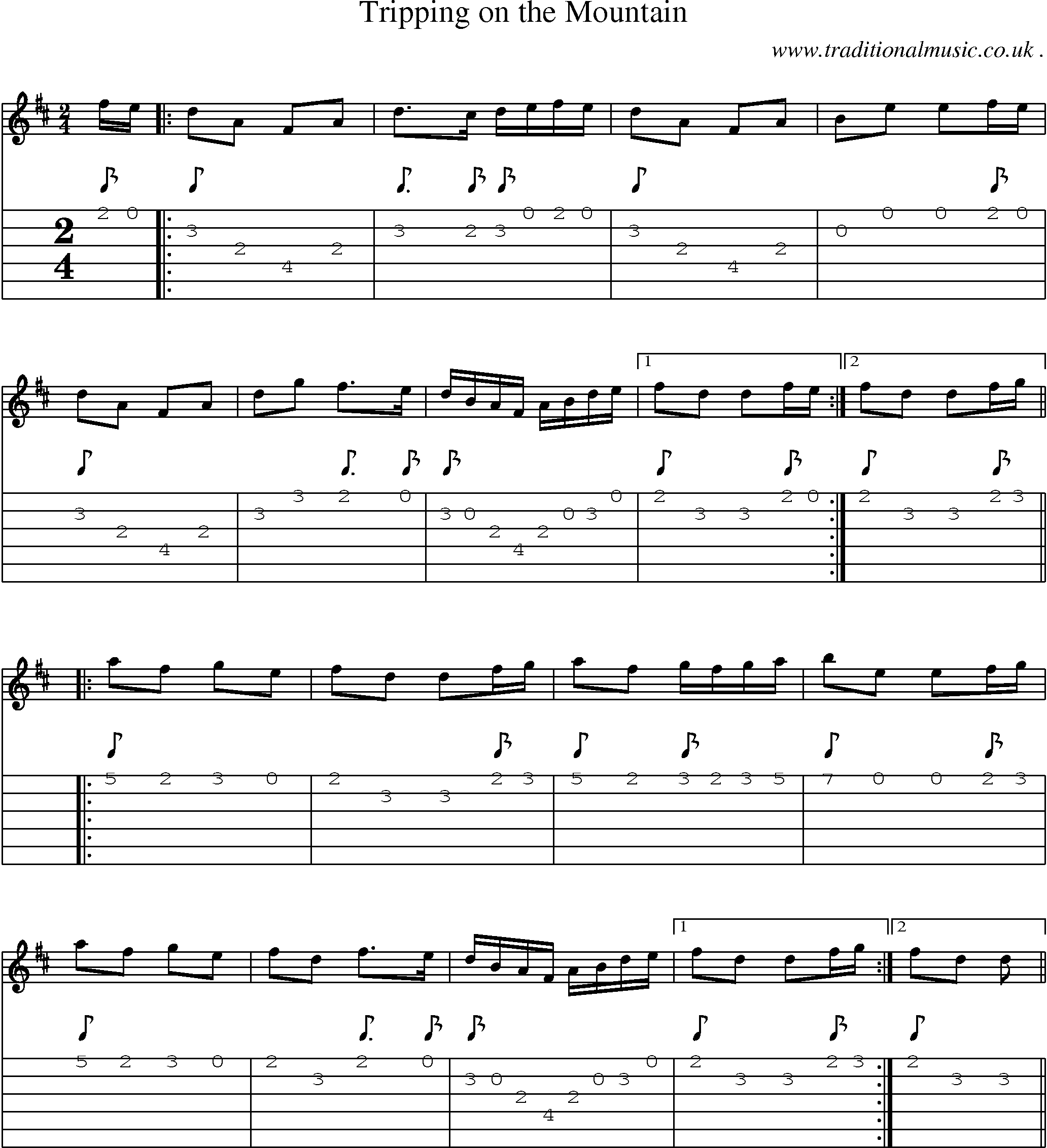 Sheet-Music and Guitar Tabs for Tripping On The Mountain