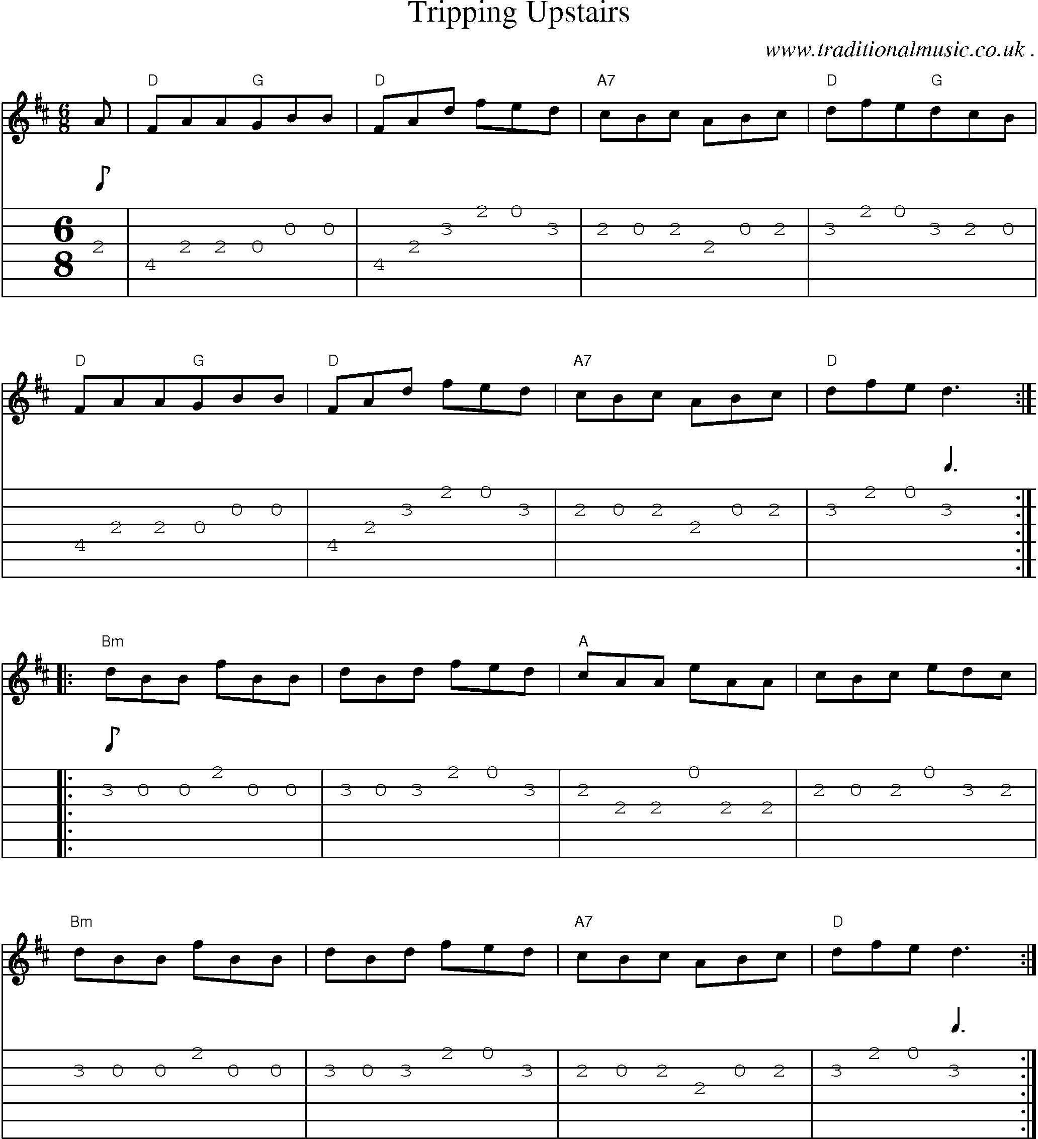 Sheet-Music and Guitar Tabs for Tripping Upstairs