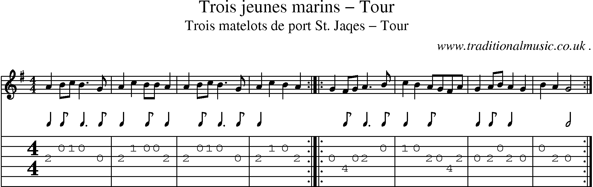 Sheet-Music and Guitar Tabs for Trois Jeunes Marins Tour