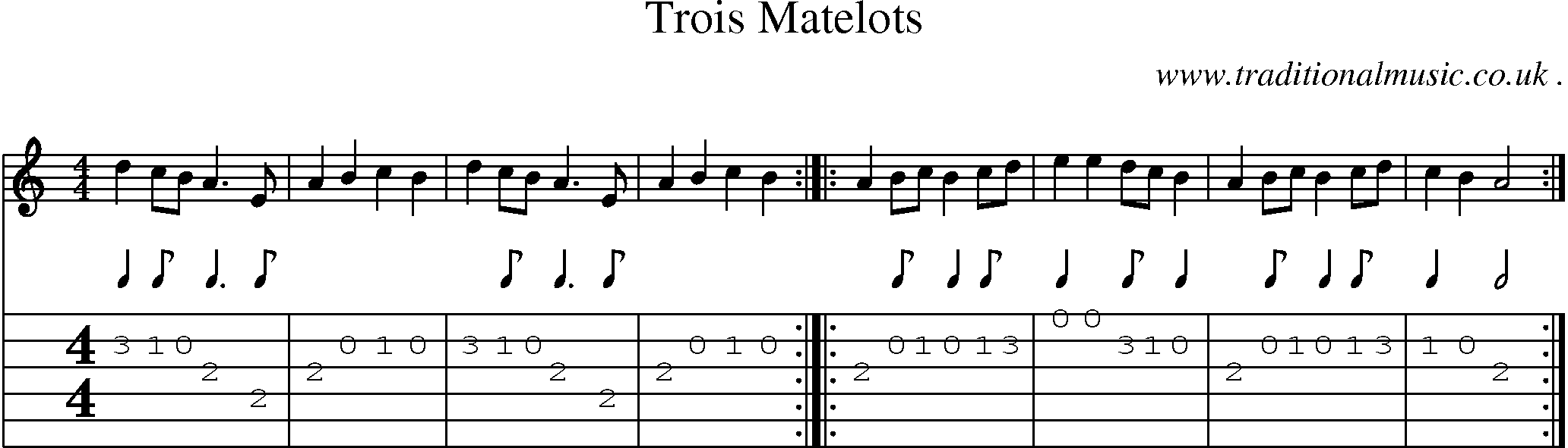Sheet-Music and Guitar Tabs for Trois Matelots