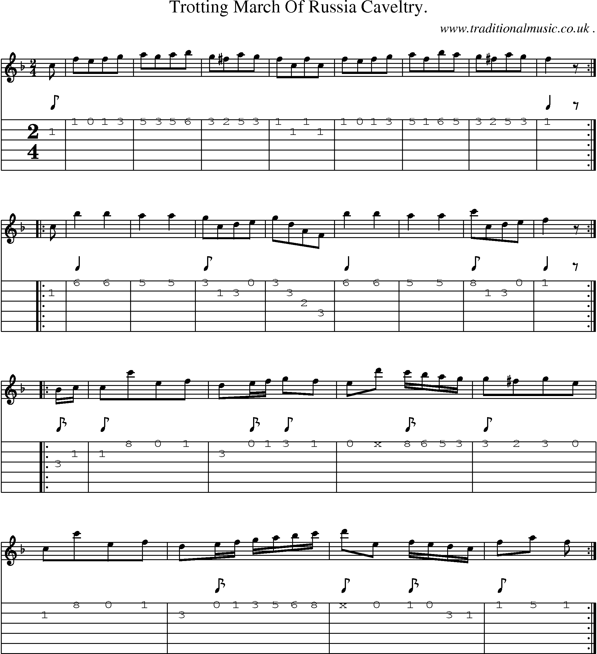 Sheet-Music and Guitar Tabs for Trotting March Of Russia Caveltry