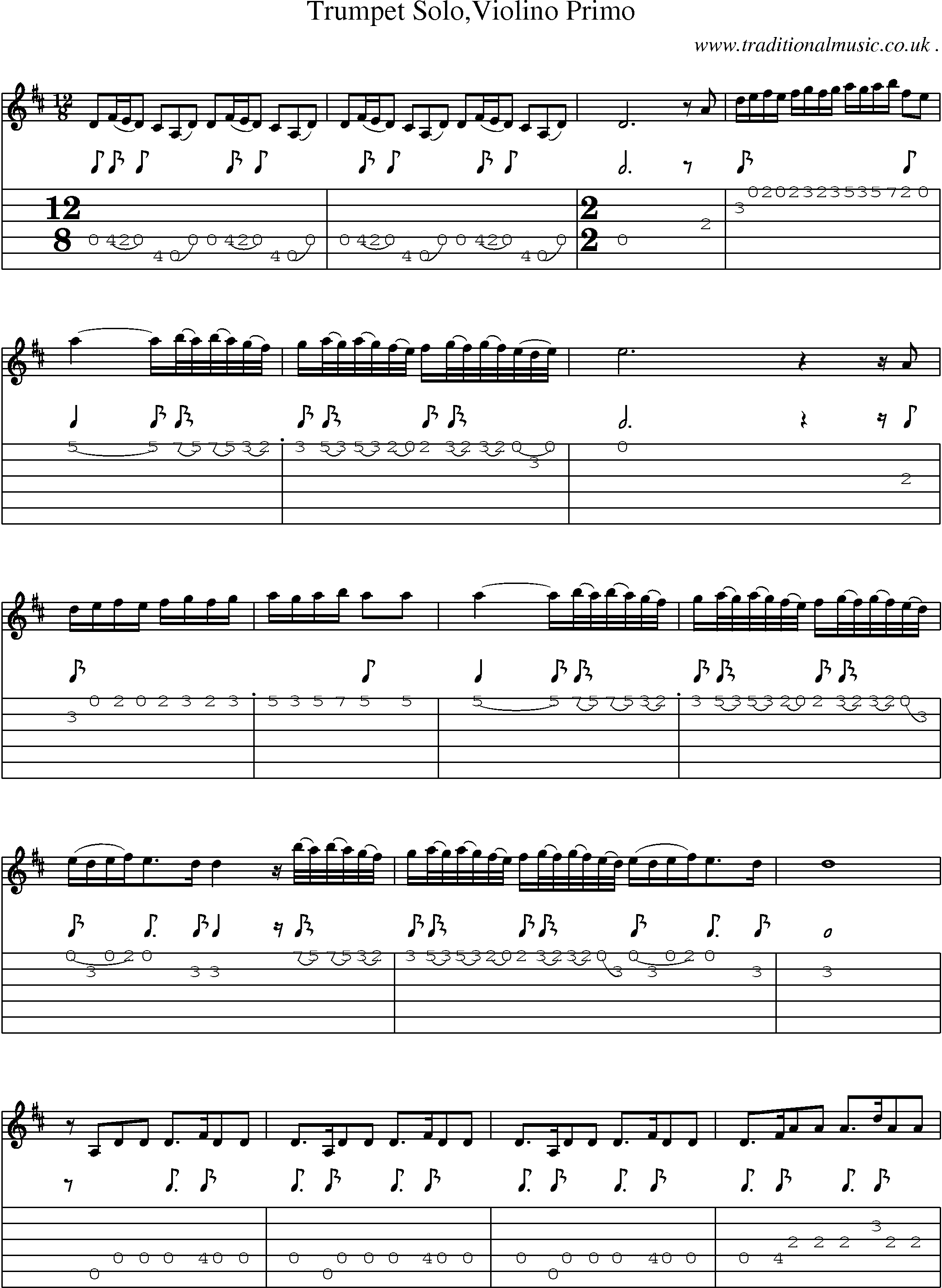 Sheet-Music and Guitar Tabs for Trumpet Soloviolino Primo