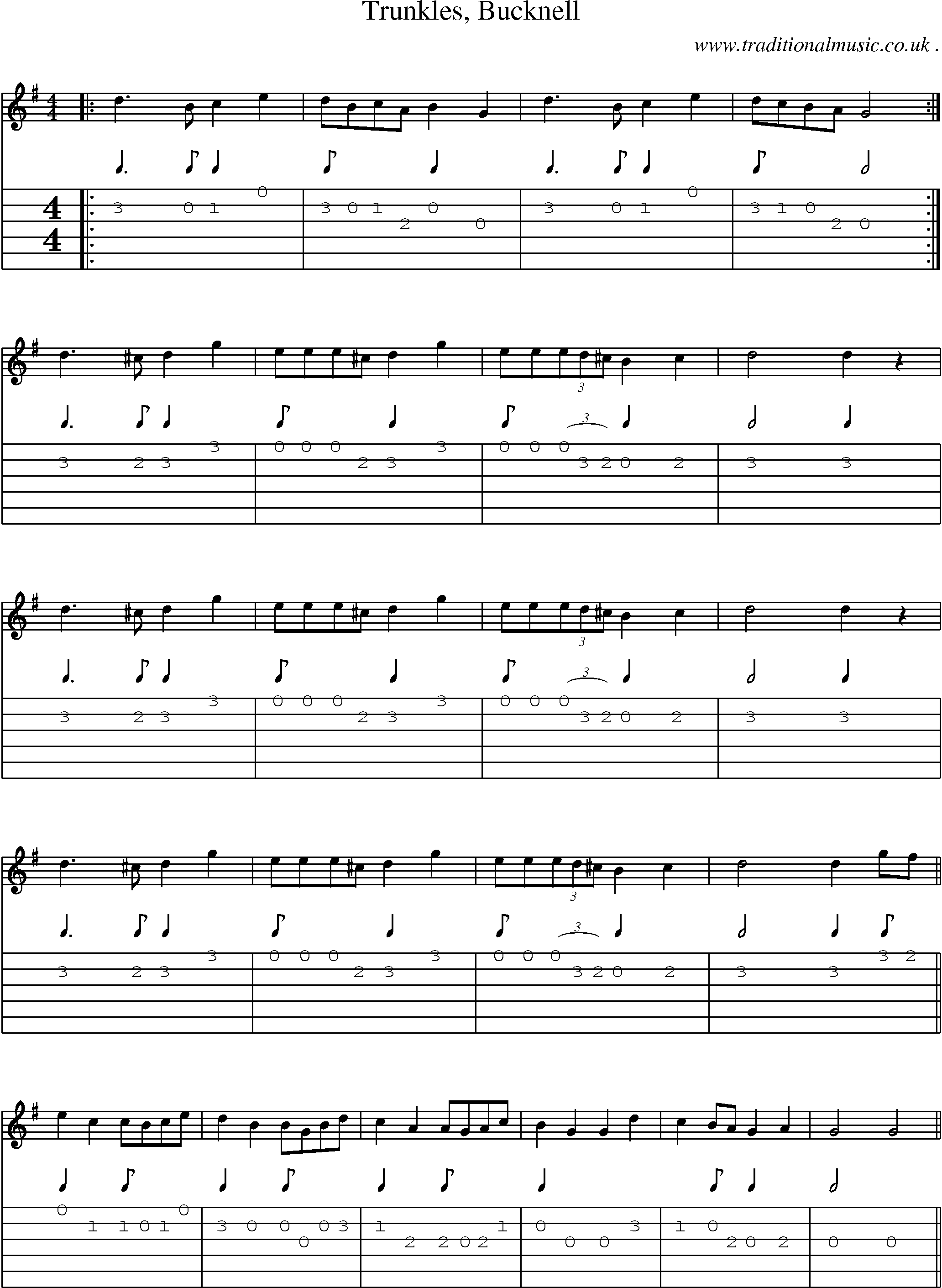 Sheet-Music and Guitar Tabs for Trunkles Bucknell