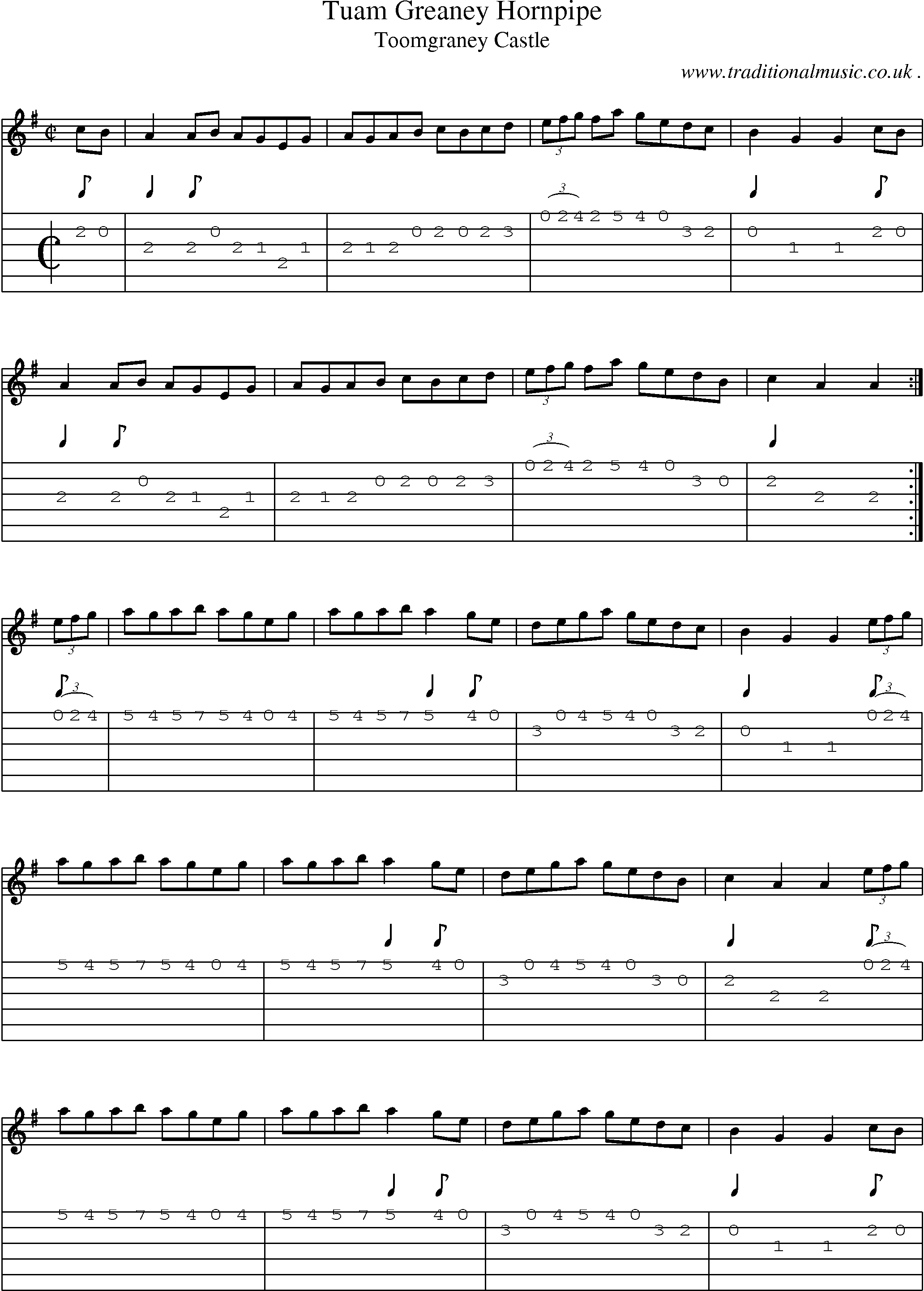 Sheet-Music and Guitar Tabs for Tuam Greaney Hornpipe
