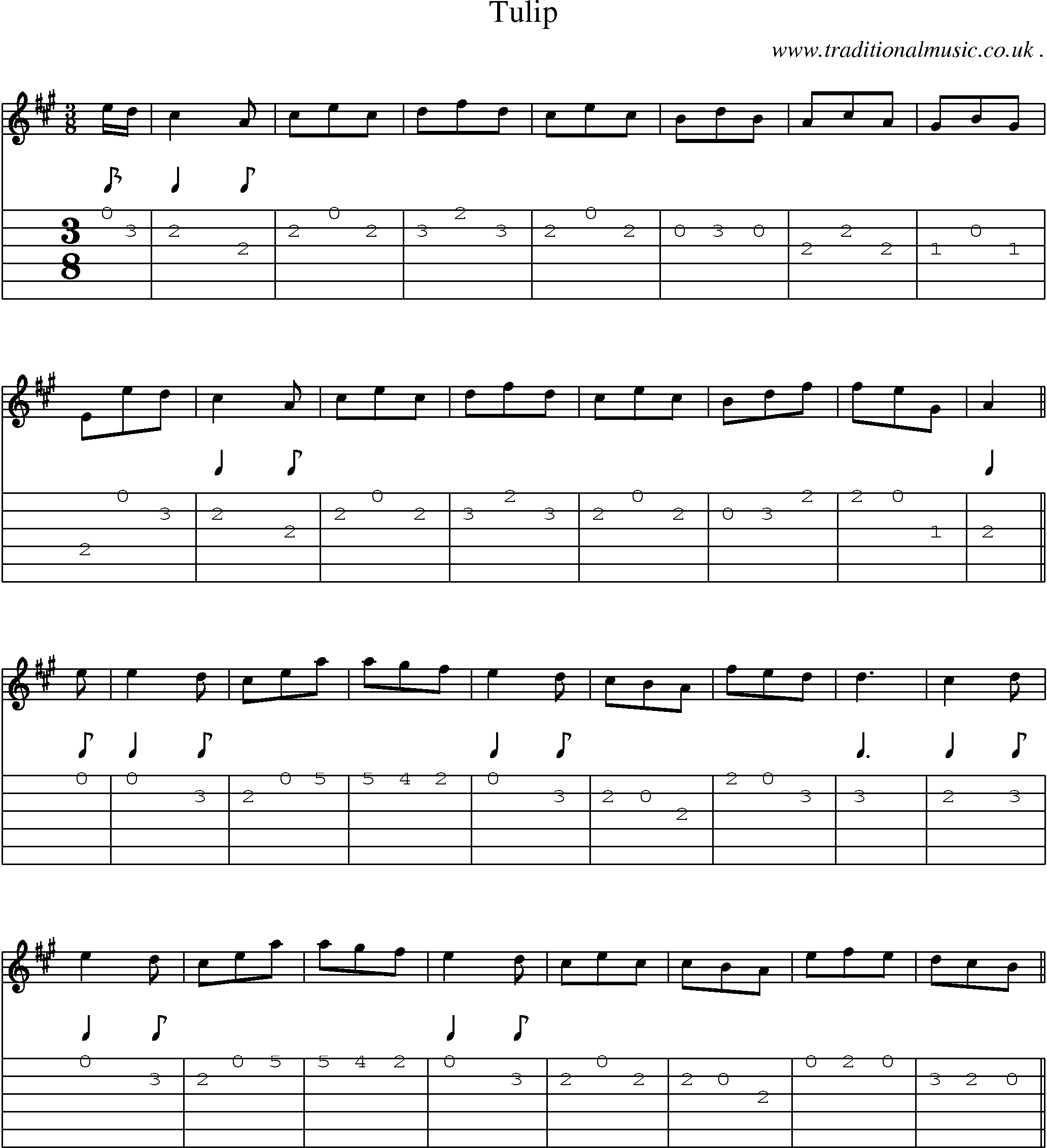 Sheet-Music and Guitar Tabs for Tulip