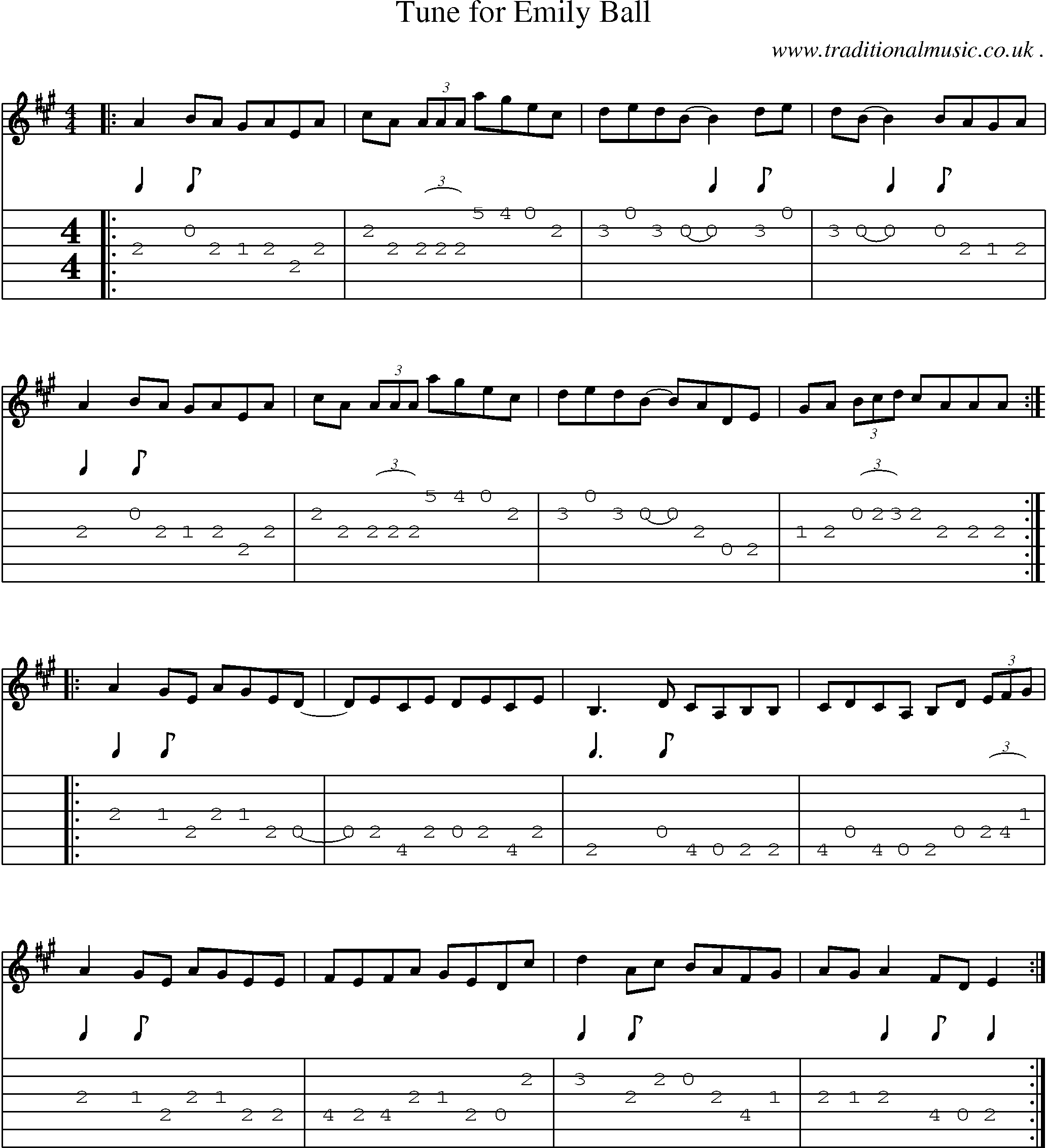 Sheet-Music and Guitar Tabs for Tune For Emily Ball