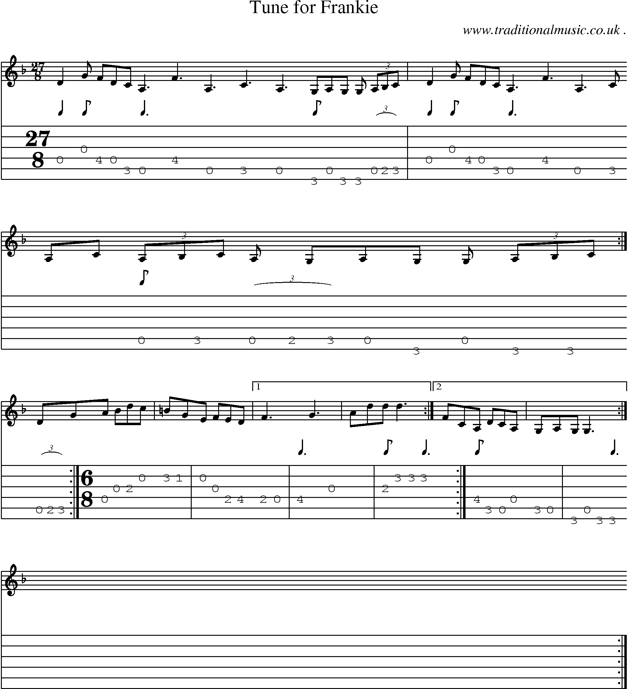 Sheet-Music and Guitar Tabs for Tune For Frankie