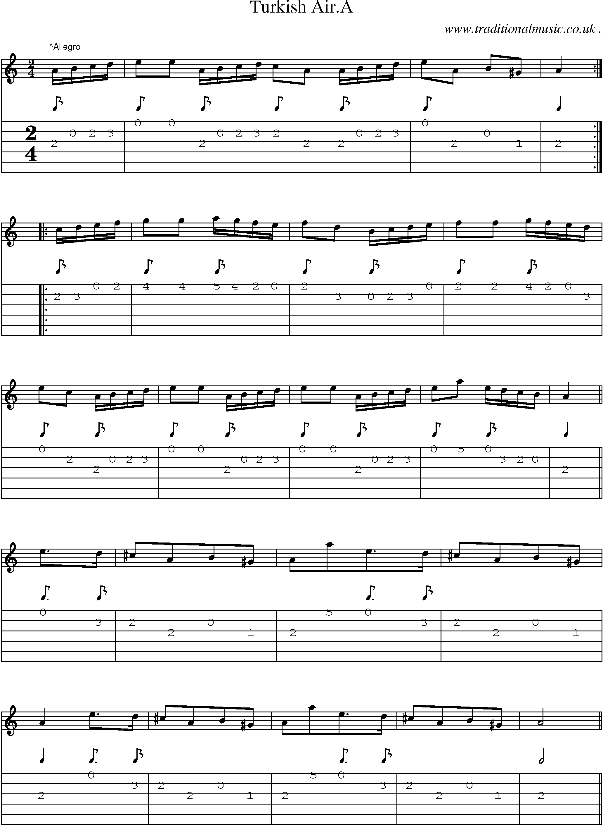 Sheet-Music and Guitar Tabs for Turkish Aira