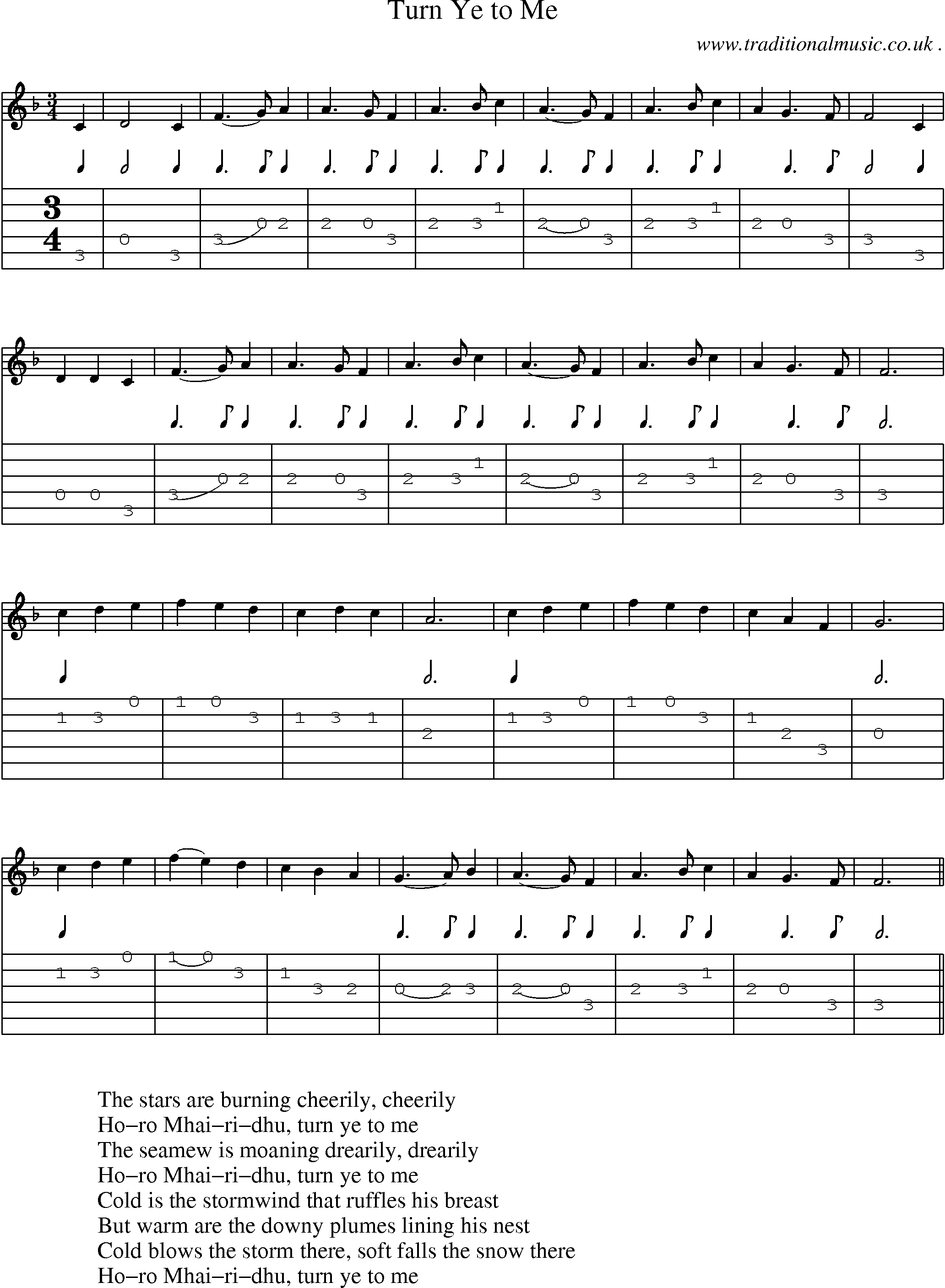 Sheet-Music and Guitar Tabs for Turn Ye To Me