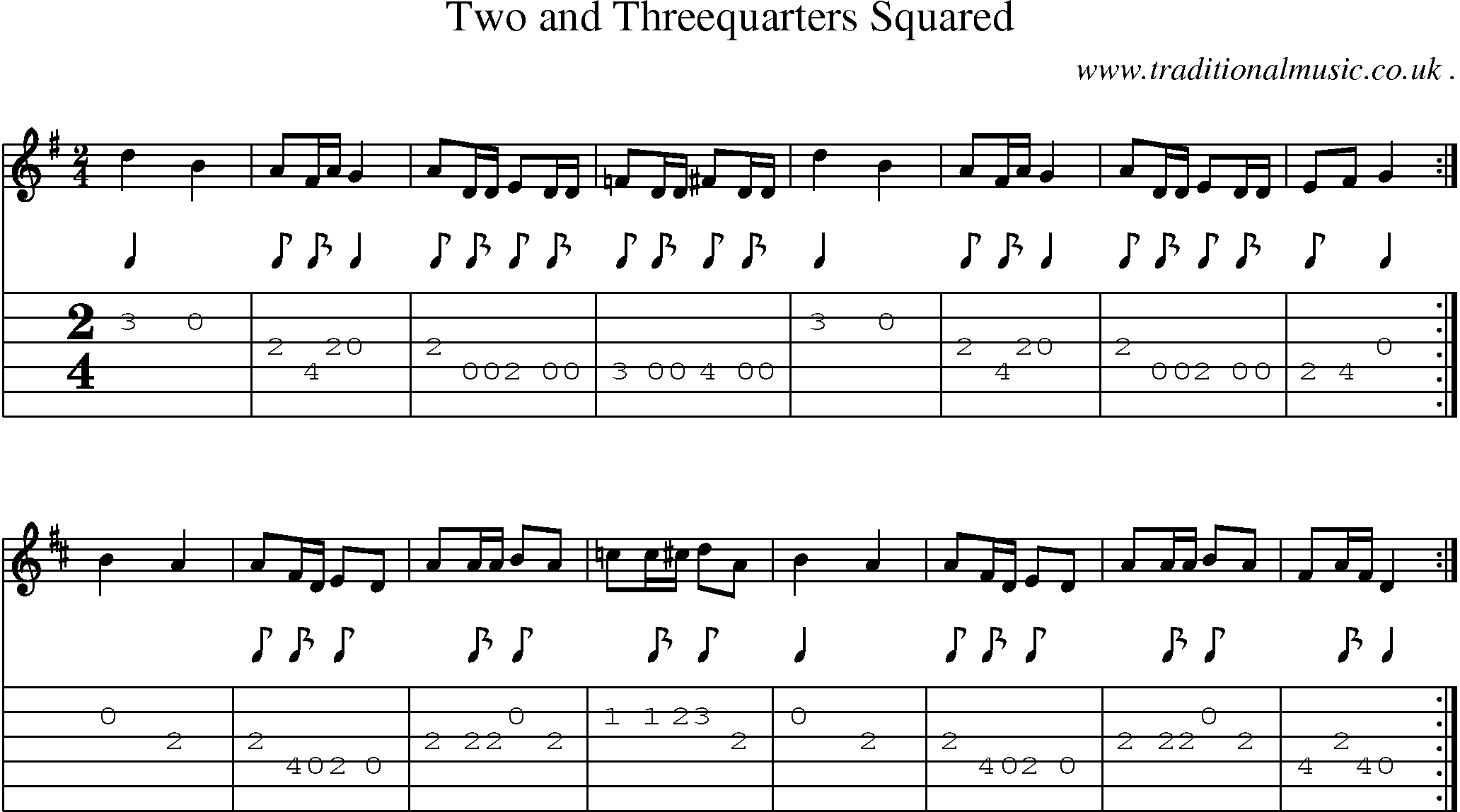 Sheet-Music and Guitar Tabs for Two And Threequarters Squared