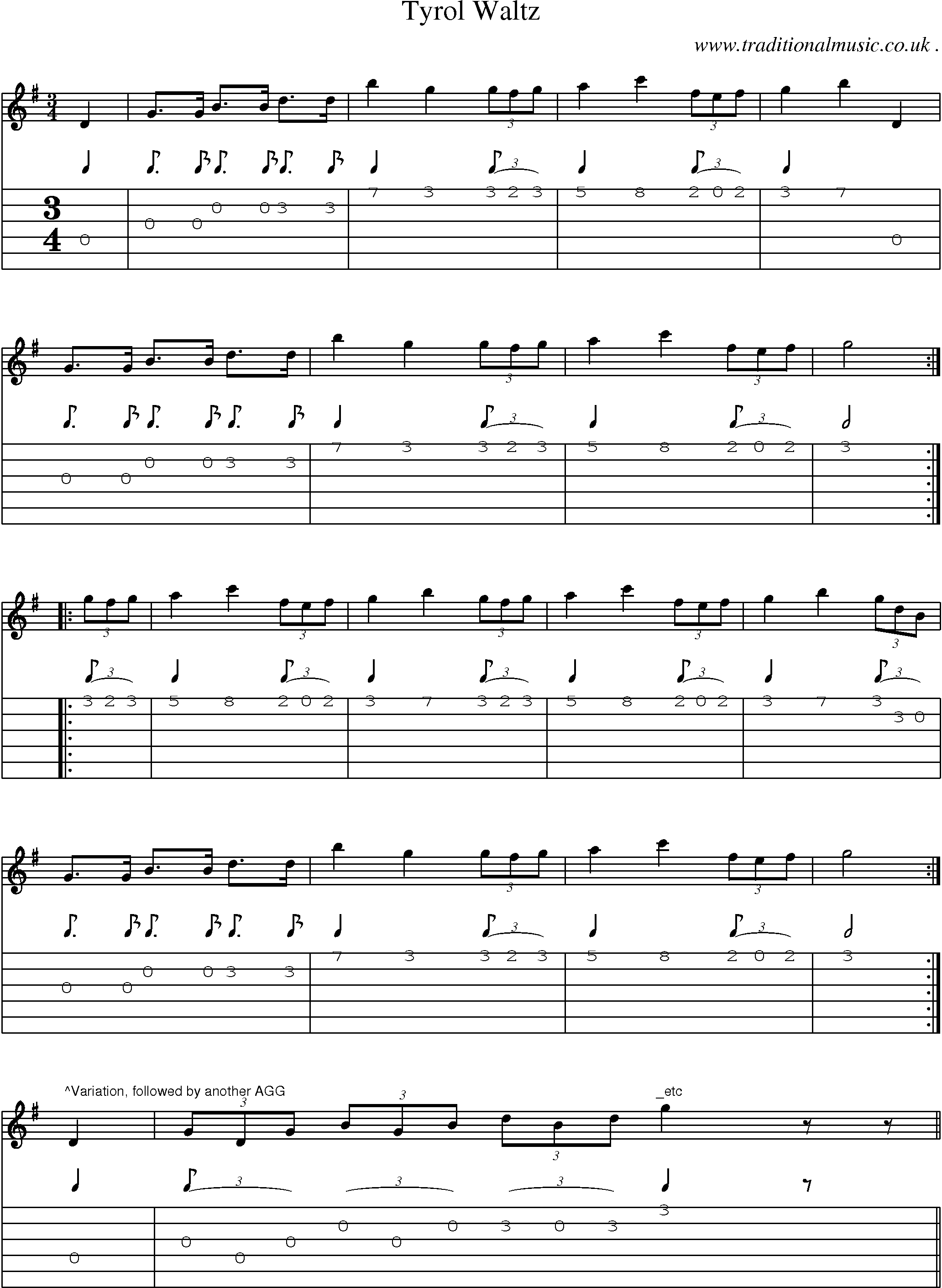Sheet-Music and Guitar Tabs for Tyrol Waltz