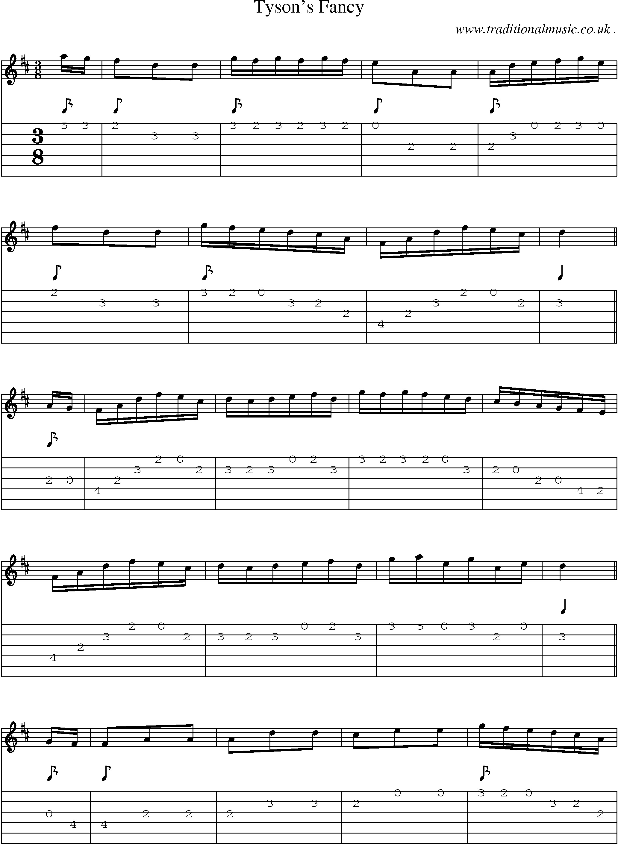 Sheet-Music and Guitar Tabs for Tysons Fancy