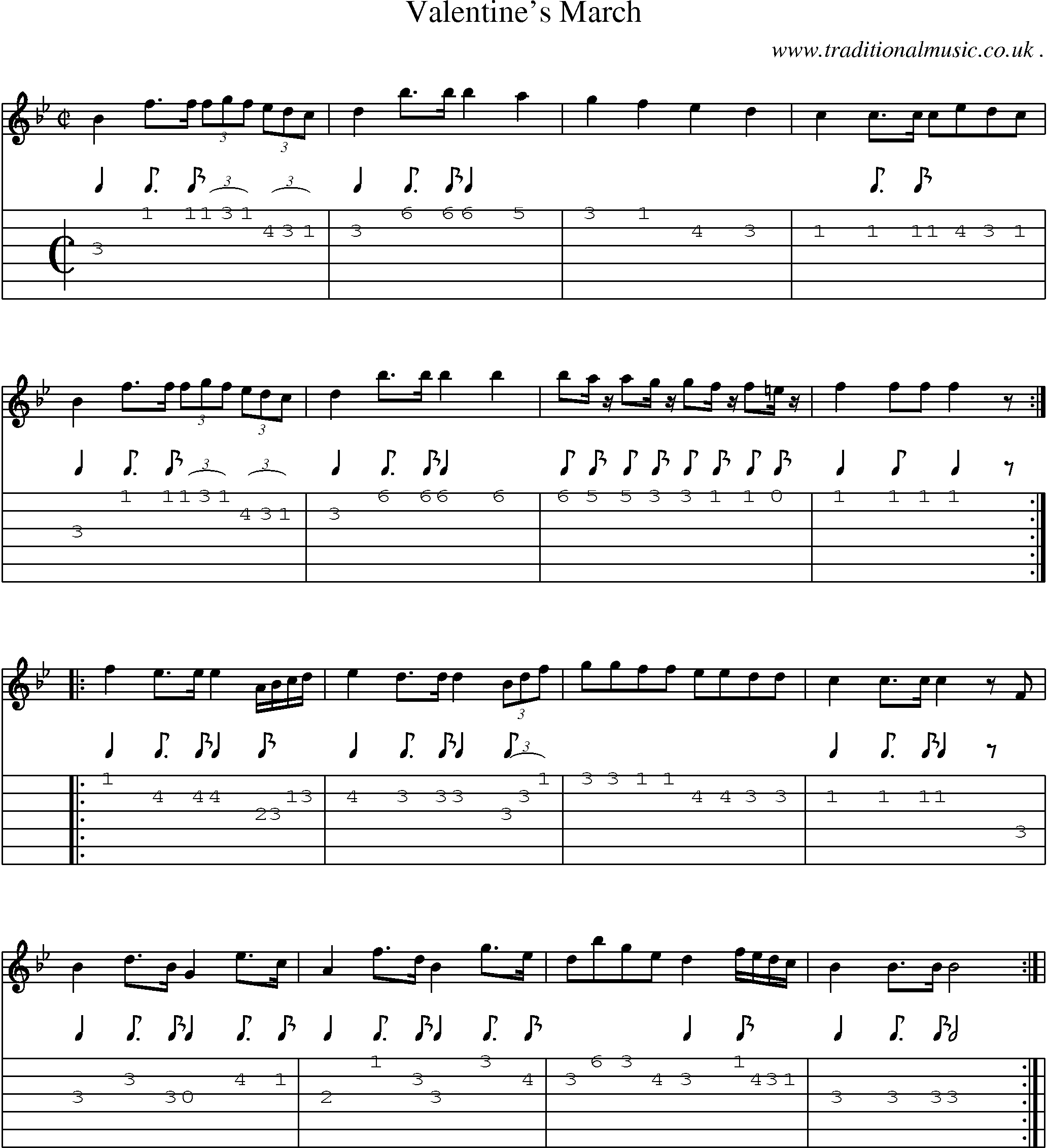 Sheet-Music and Guitar Tabs for Valentines March