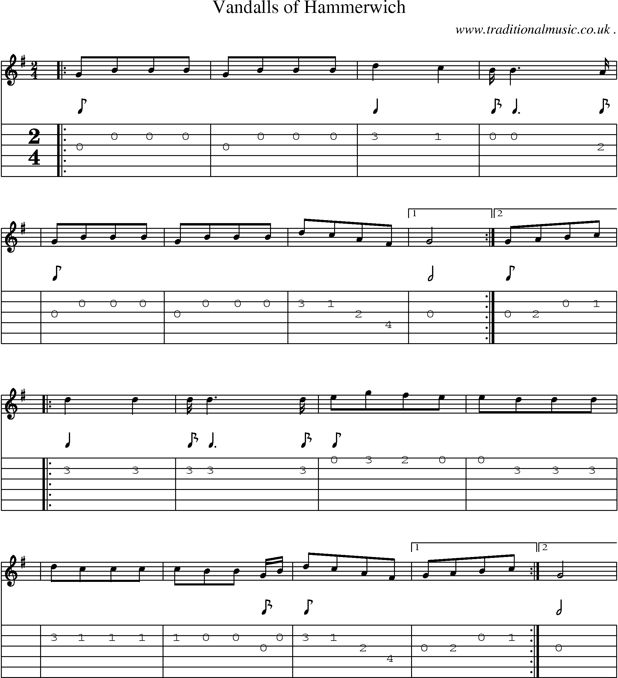 Sheet-Music and Guitar Tabs for Vandalls Of Hammerwich