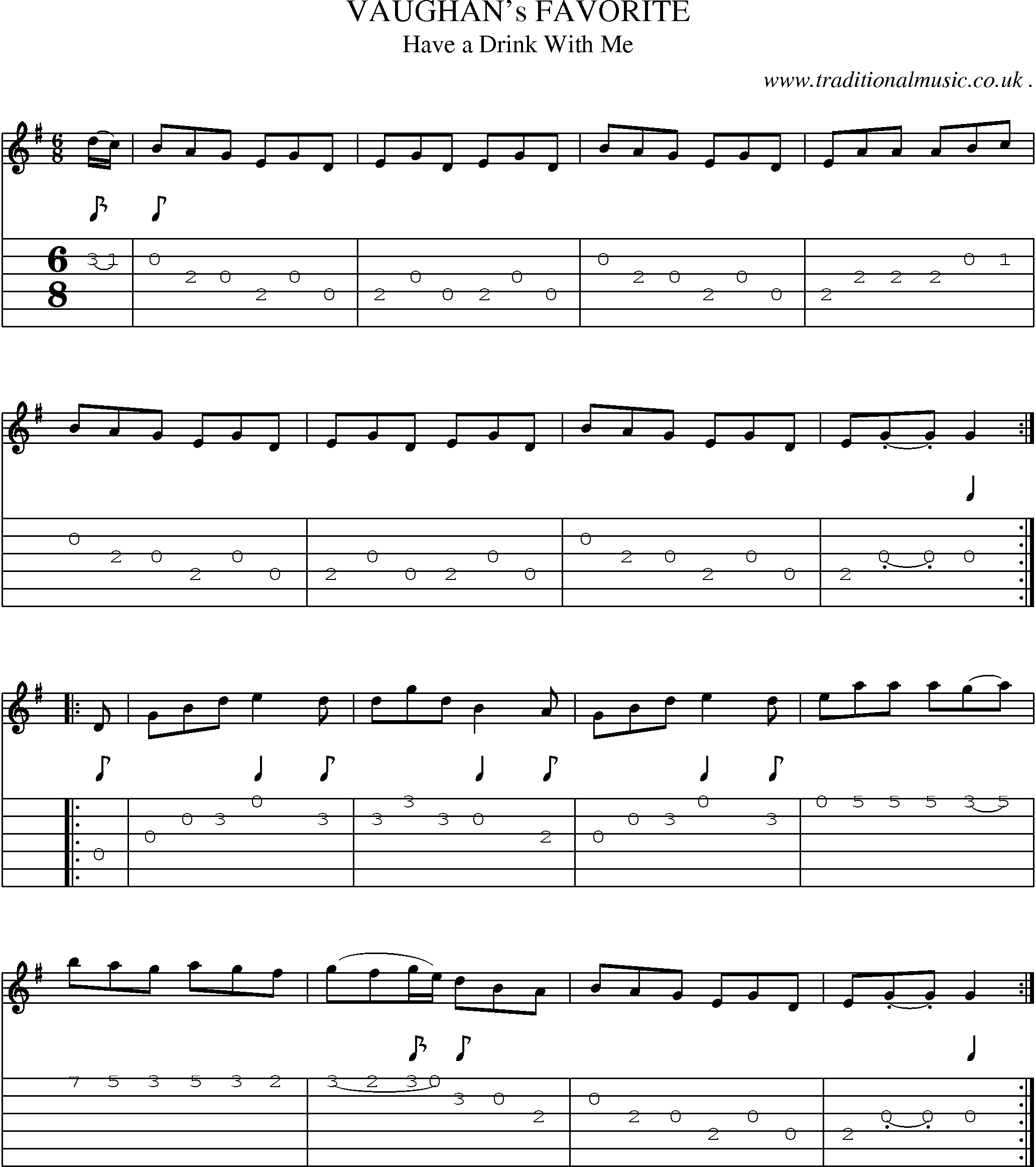 Sheet-Music and Guitar Tabs for Vaughans Favorite