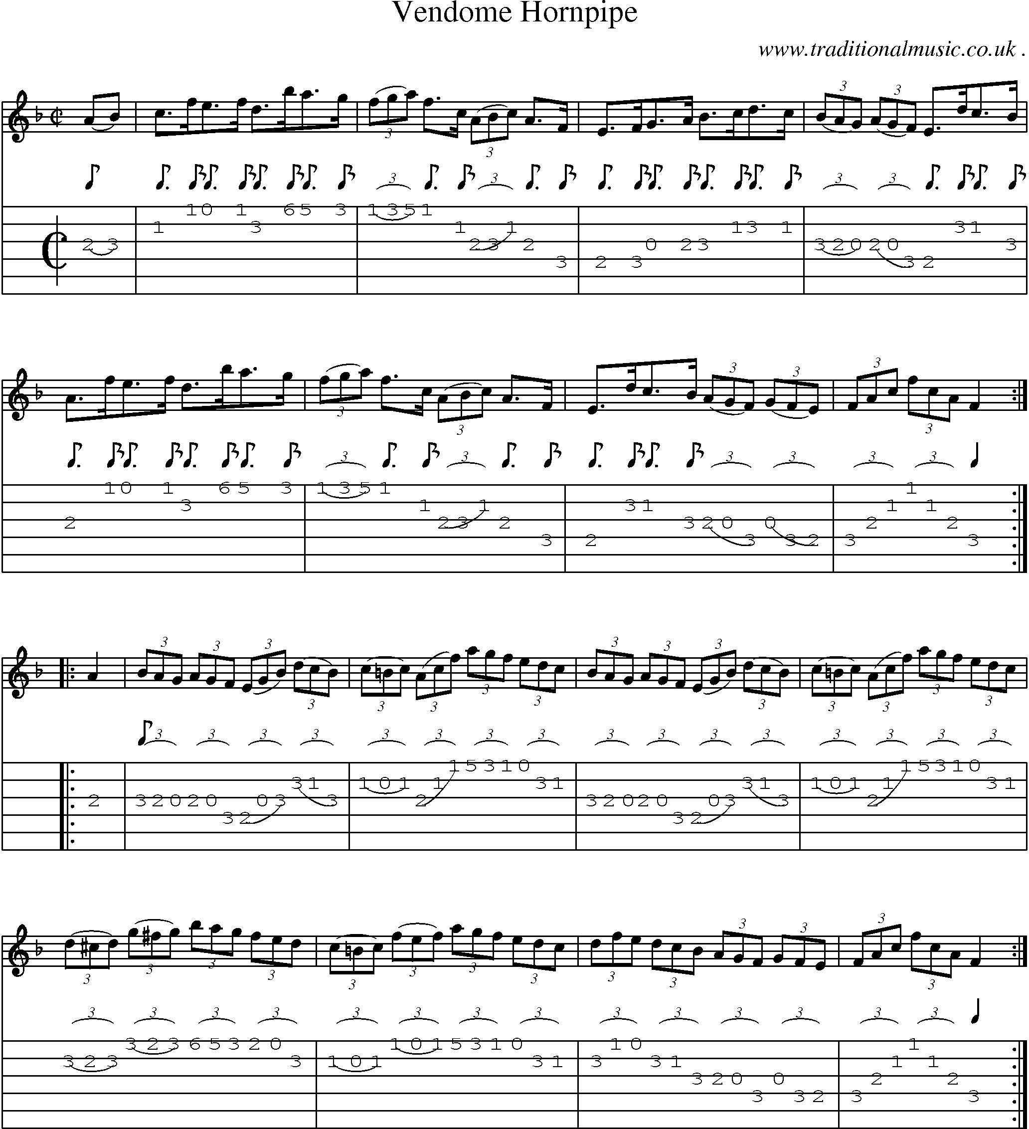 Sheet-Music and Guitar Tabs for Vendome Hornpipe