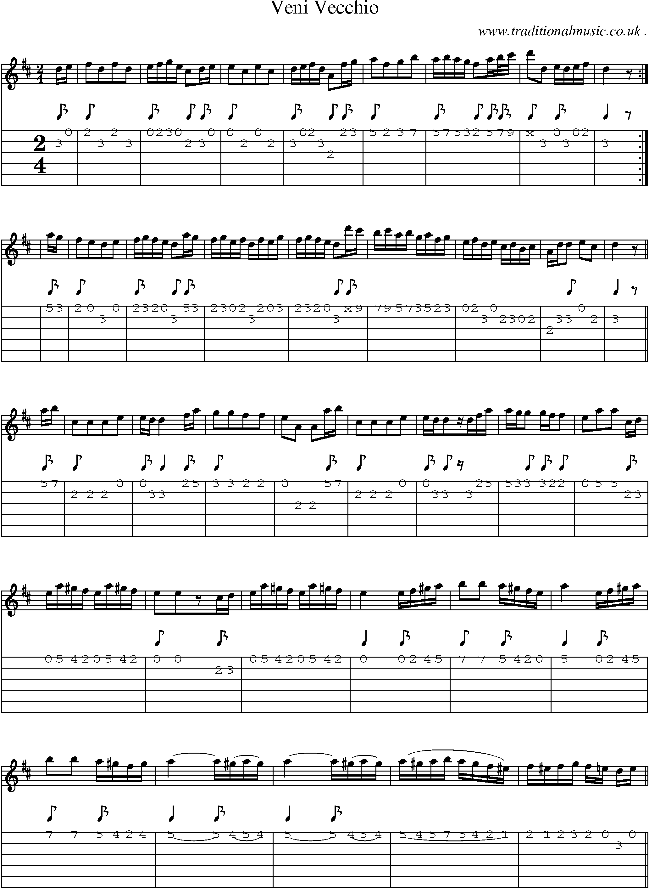 Sheet-Music and Guitar Tabs for Veni Vecchio