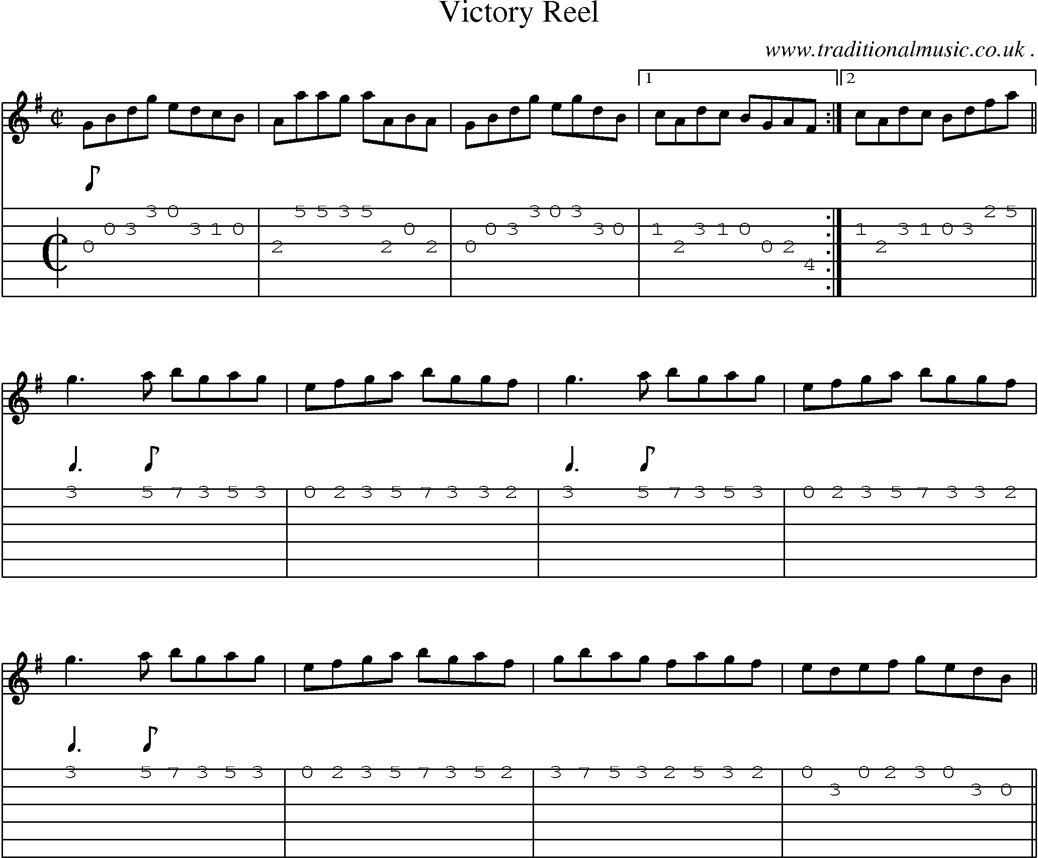 Sheet-Music and Guitar Tabs for Victory Reel