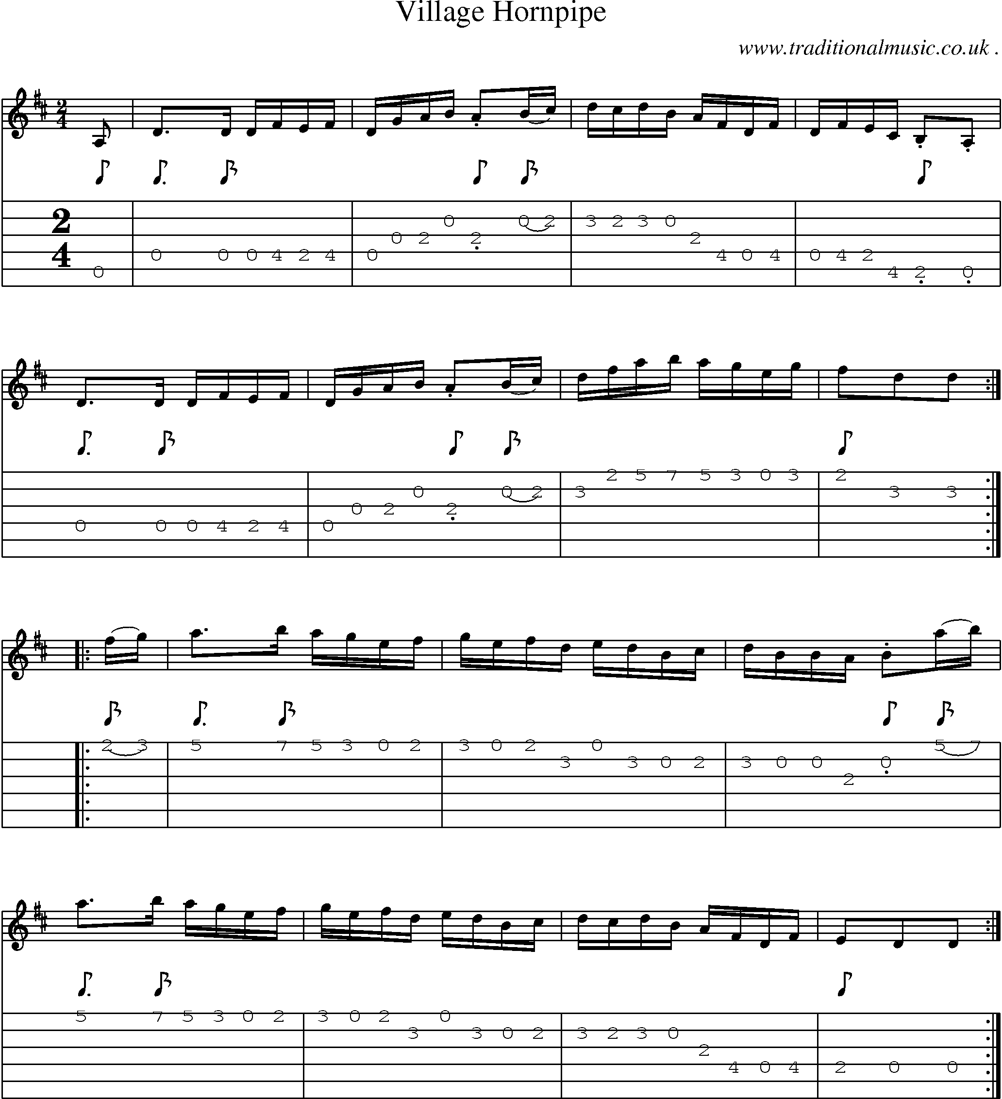 Sheet-Music and Guitar Tabs for Village Hornpipe