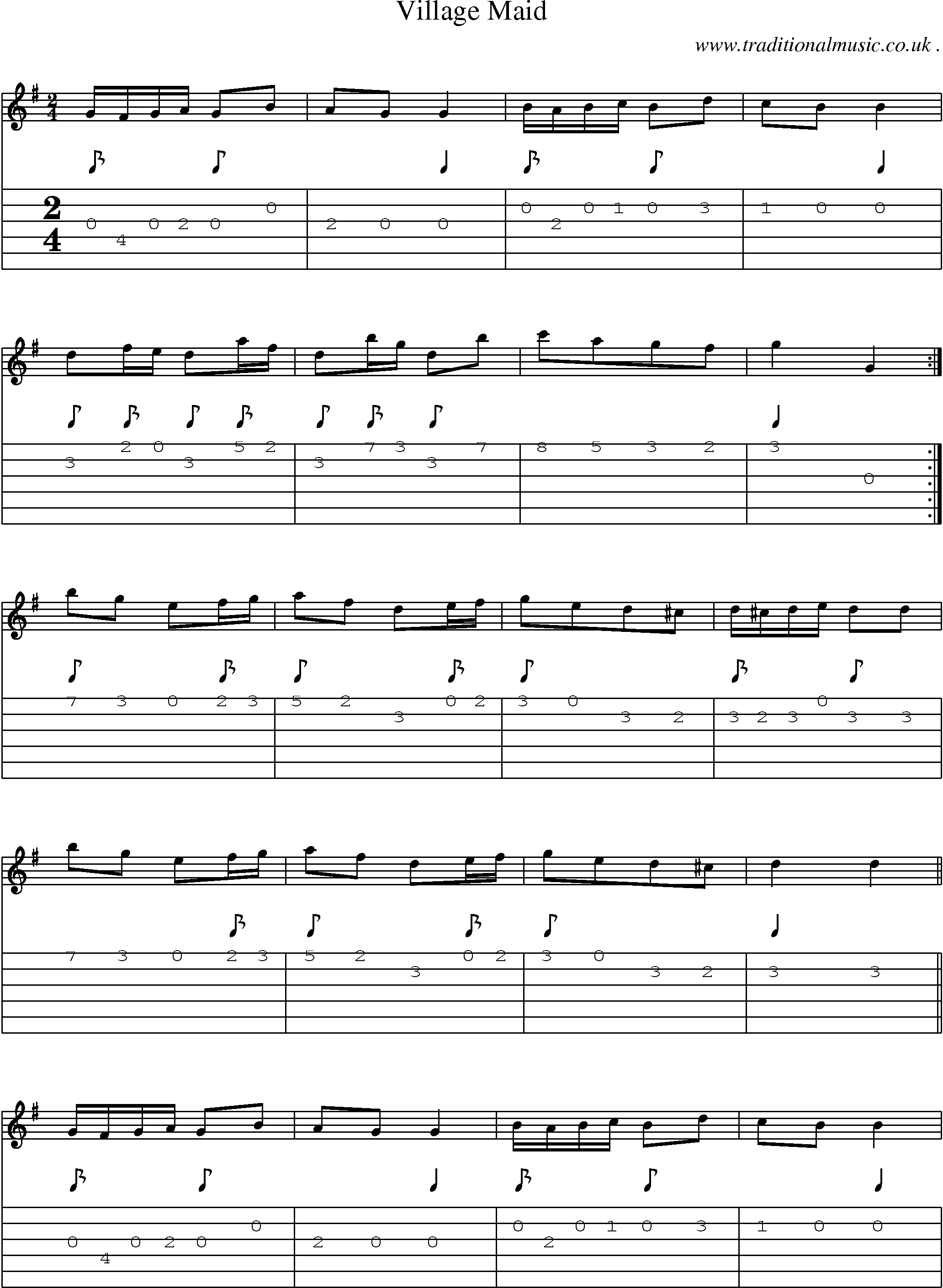 Sheet-Music and Guitar Tabs for Village Maid