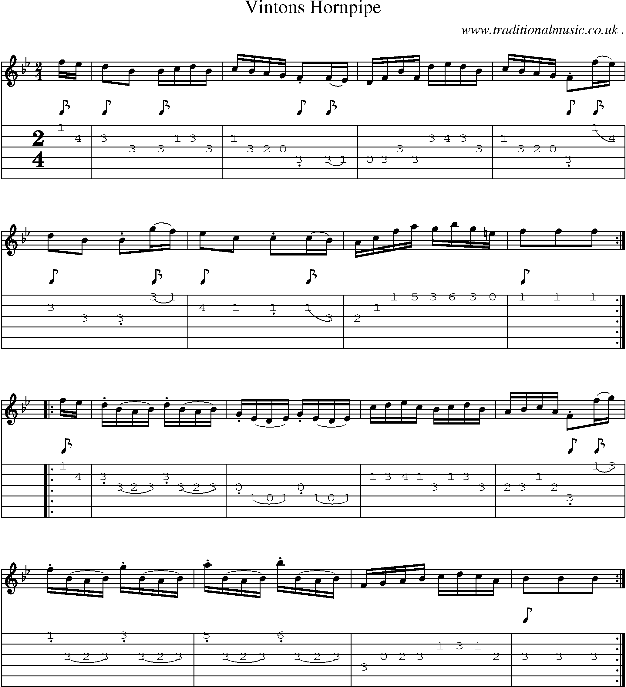 Sheet-Music and Guitar Tabs for Vintons Hornpipe