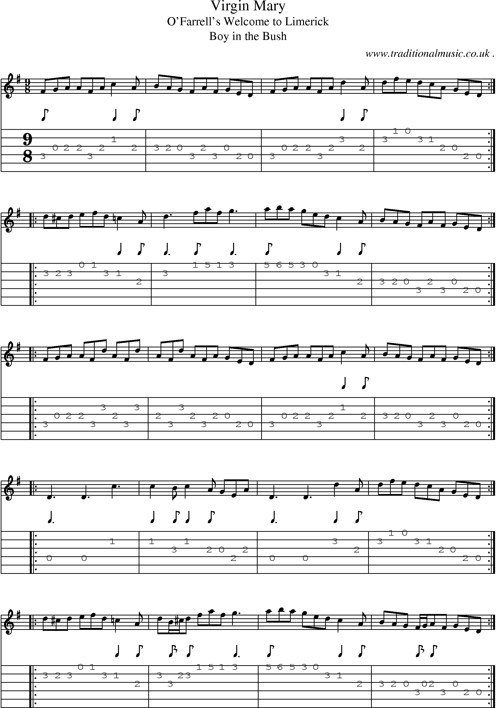Sheet-Music and Guitar Tabs for Virgin Mary