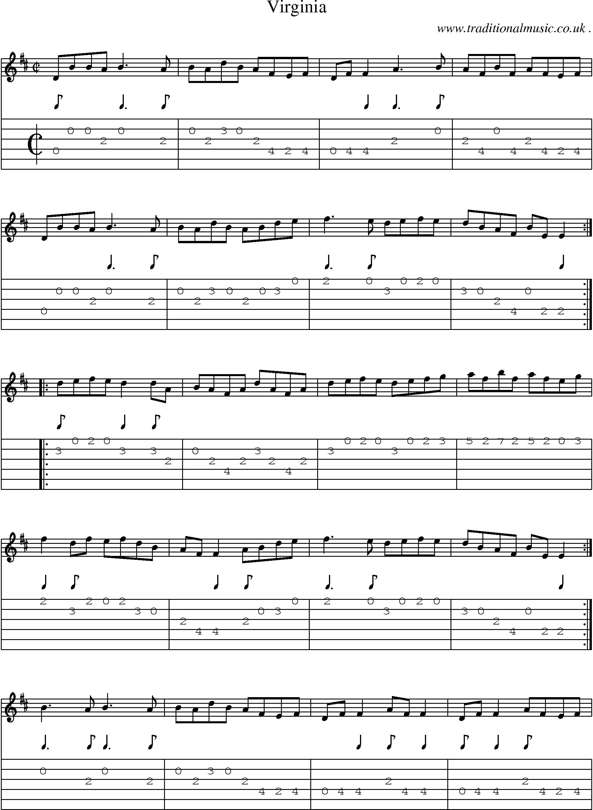 Sheet-Music and Guitar Tabs for Virginia