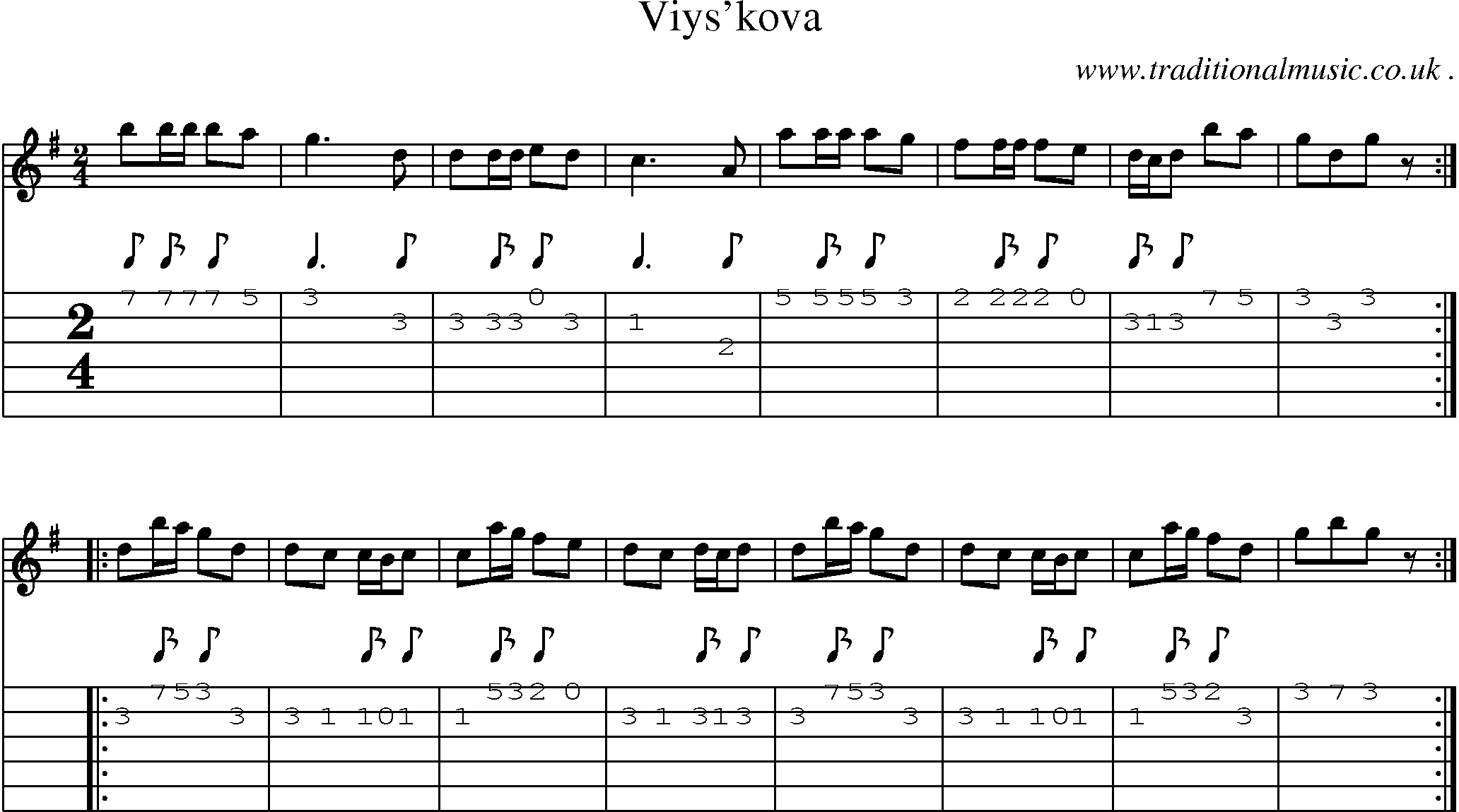 Sheet-Music and Guitar Tabs for Viyskova