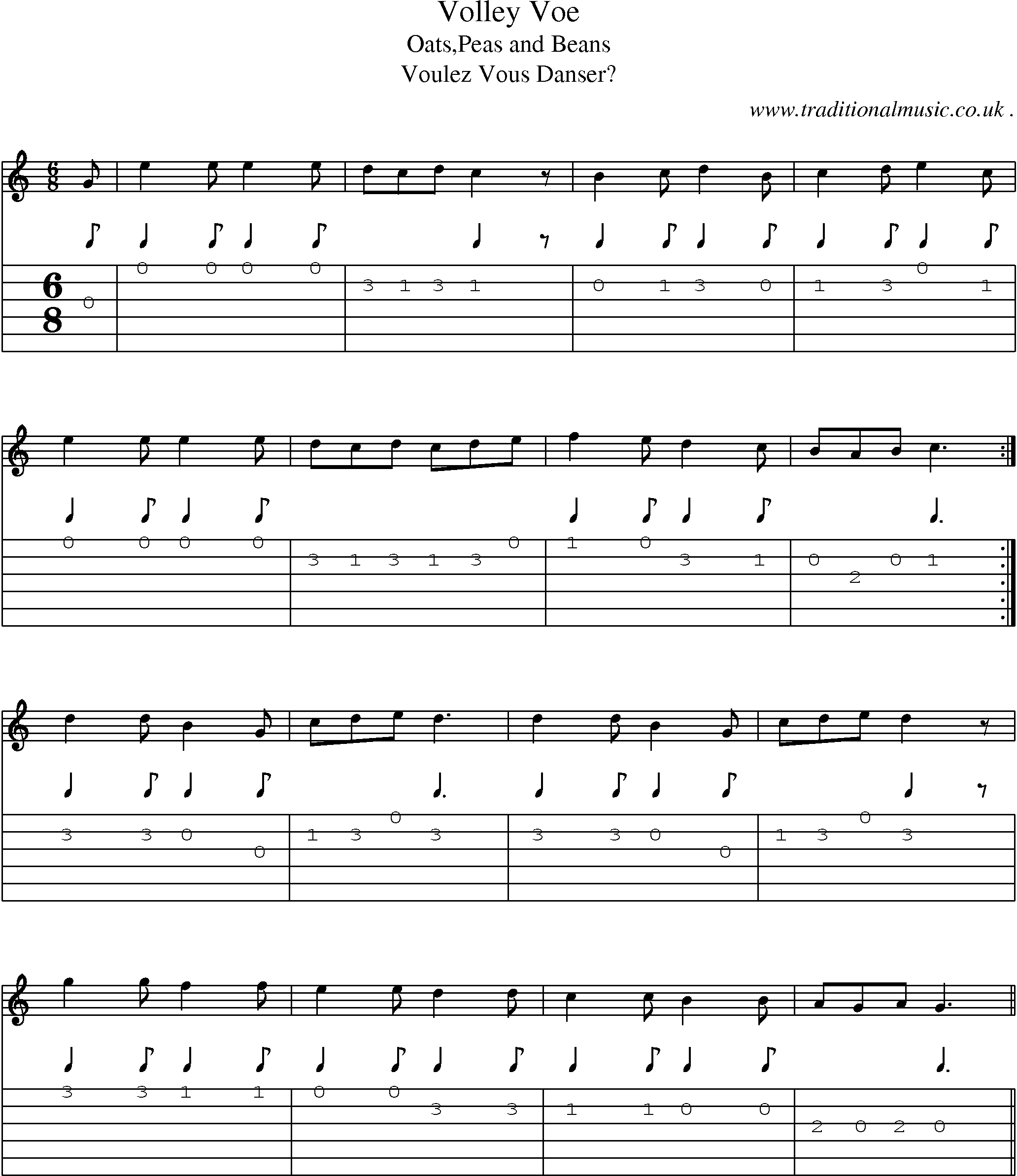 Sheet-Music and Guitar Tabs for Volley Voe