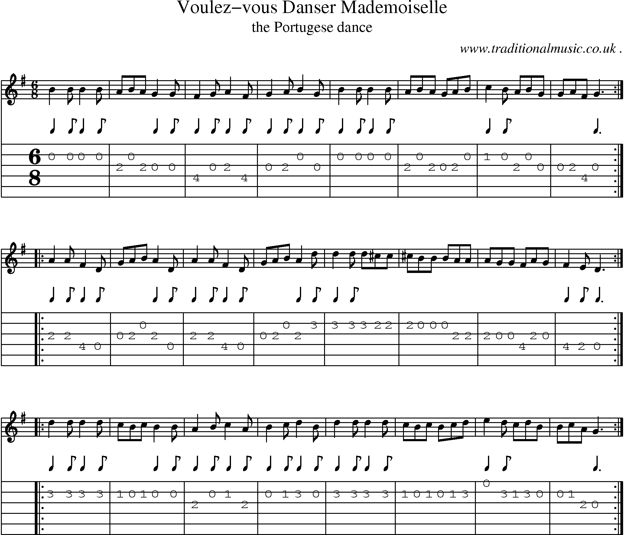 Sheet-Music and Guitar Tabs for Voulez-vous Danser Mademoiselle