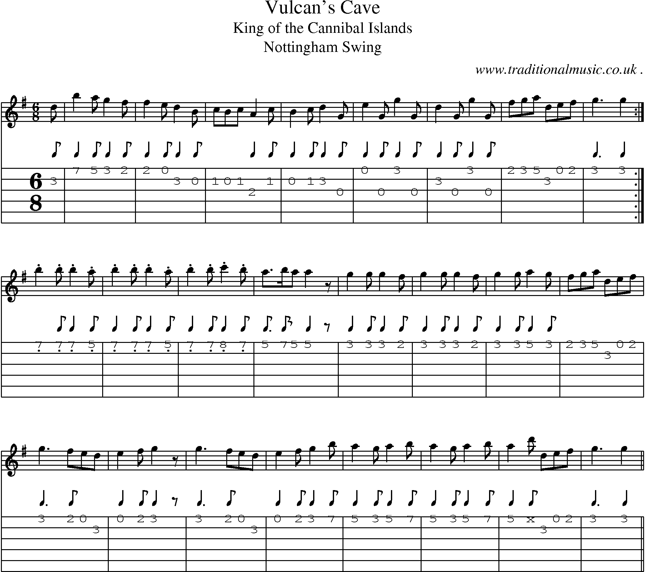 Sheet-Music and Guitar Tabs for Vulcans Cave